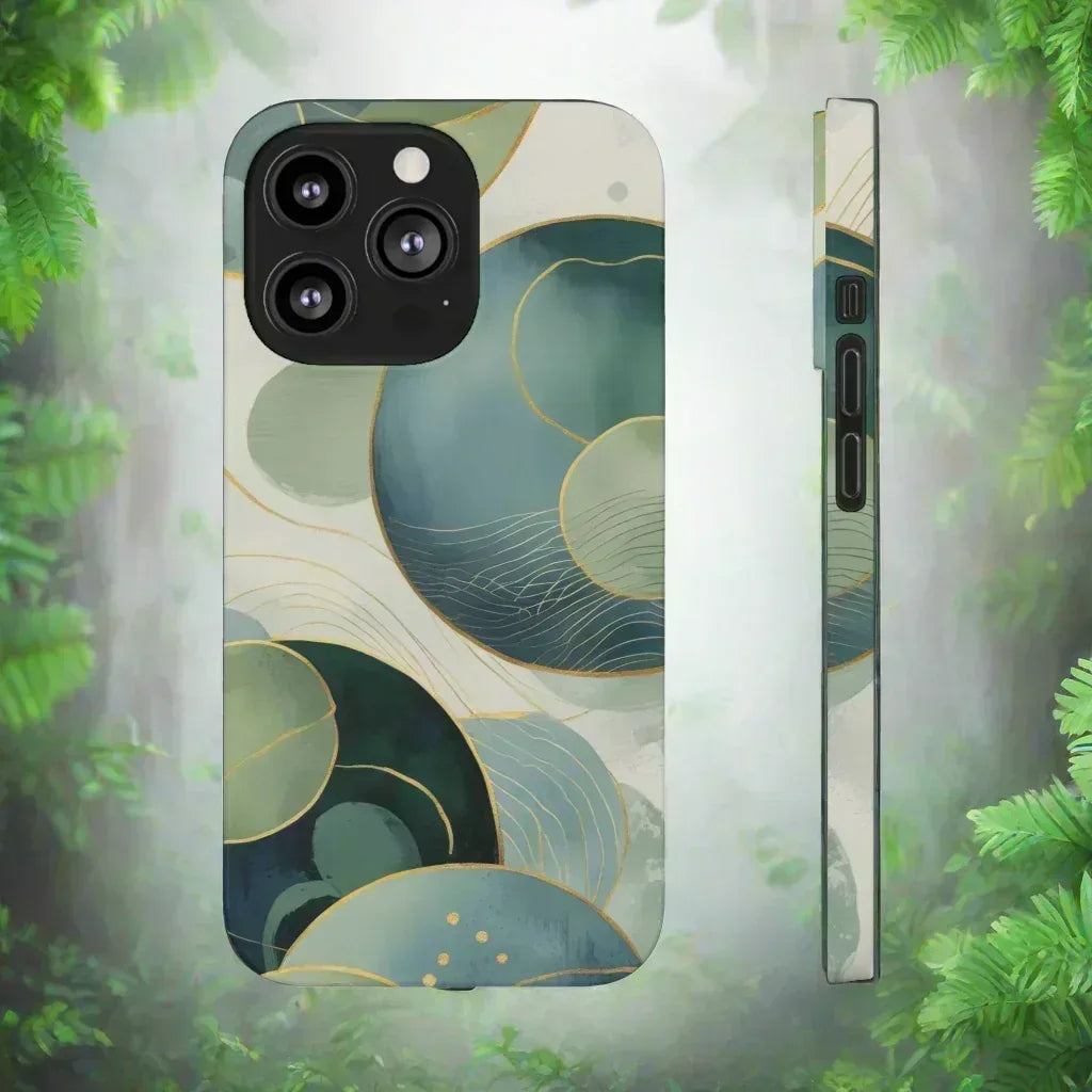 Abstract Teal Slim Phone Case for iPhone 12-16 - KARARMDESIGN