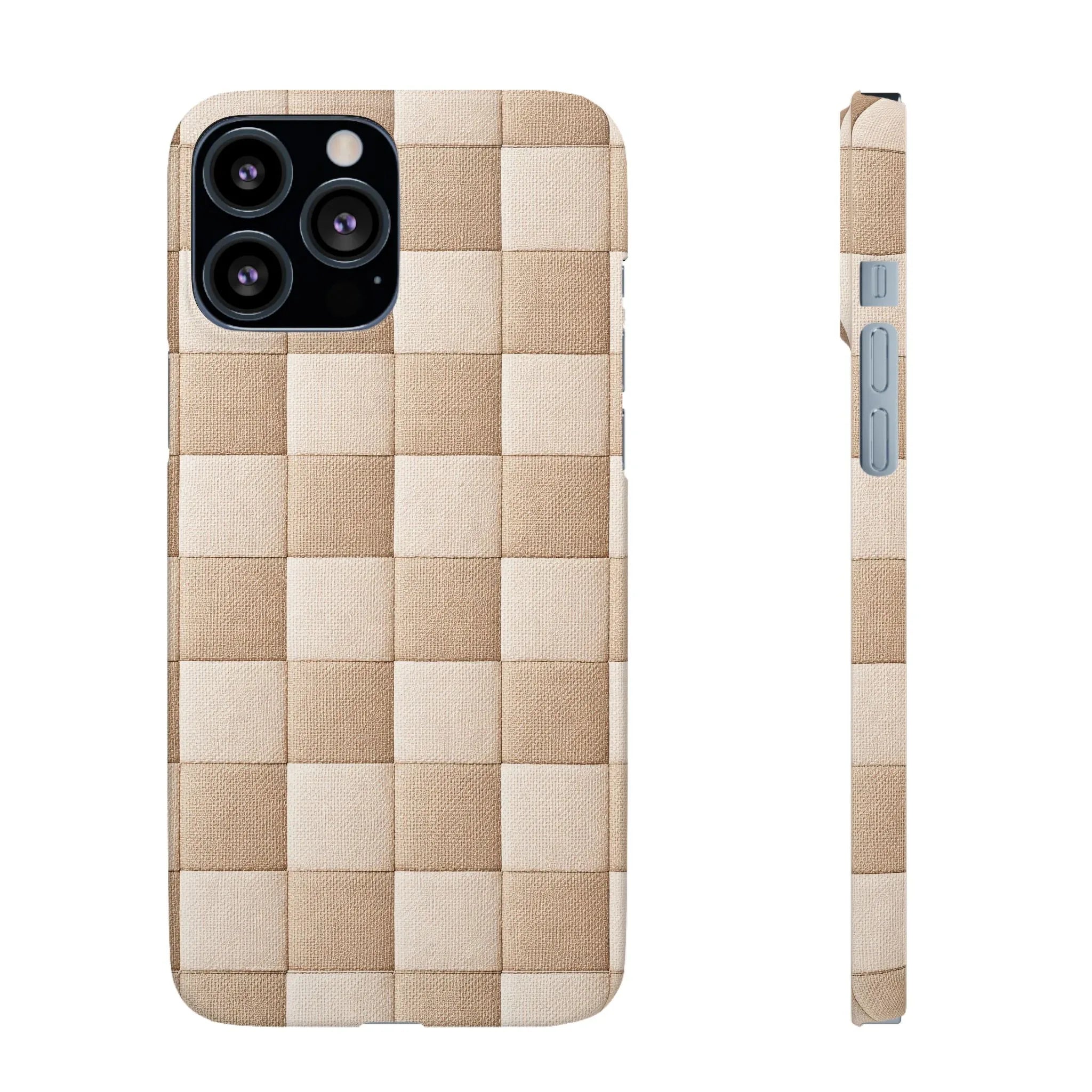 Beige Woven Phone Case for iPhone 11-17 and Galaxy S20-S25 - KARARMDESIGN