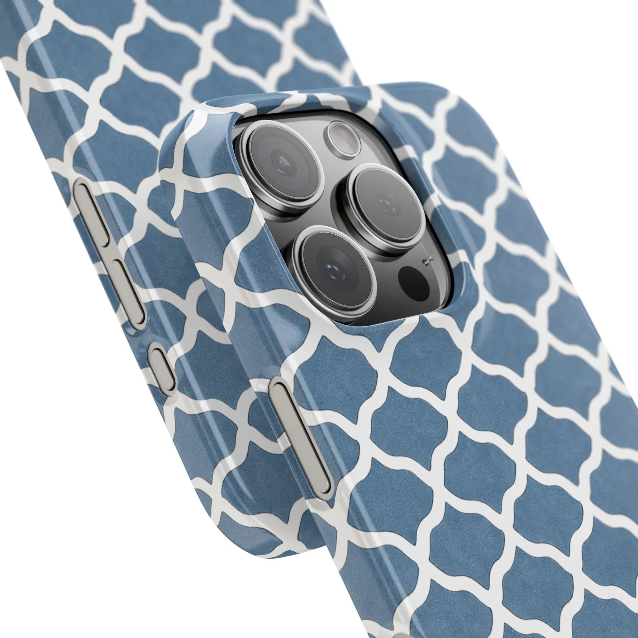 Azure Lattice Pattern Phone Case Slim Phone Cases for iPhone 11-17 - KARARMDESIGN