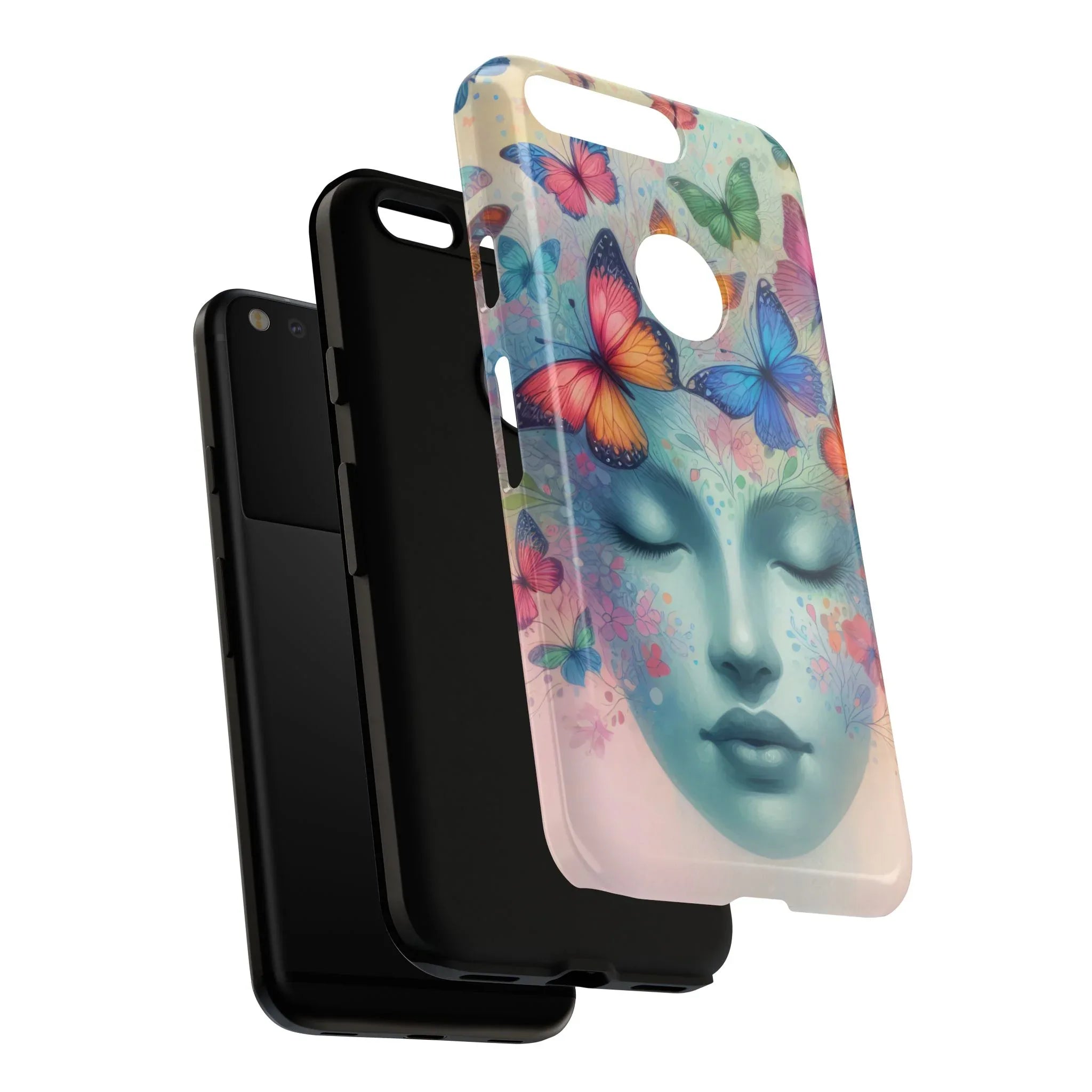 Butterfly Bloom Dreamy Woman Phone Case for Galaxy and Pixel - KARARMDESIGN