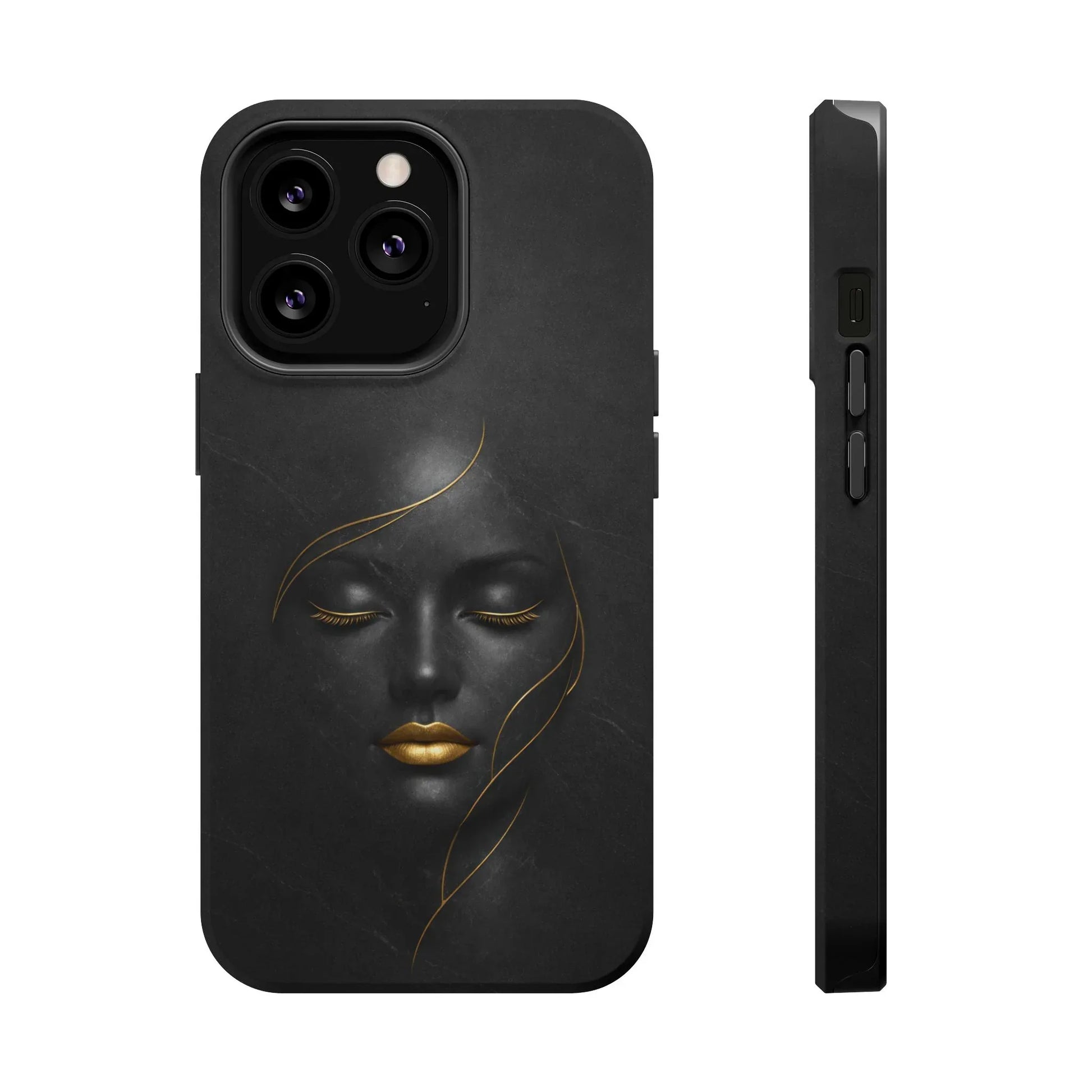 Black Gold Face Phone Case for iPhone 13-17 - KARARMDESIGN
