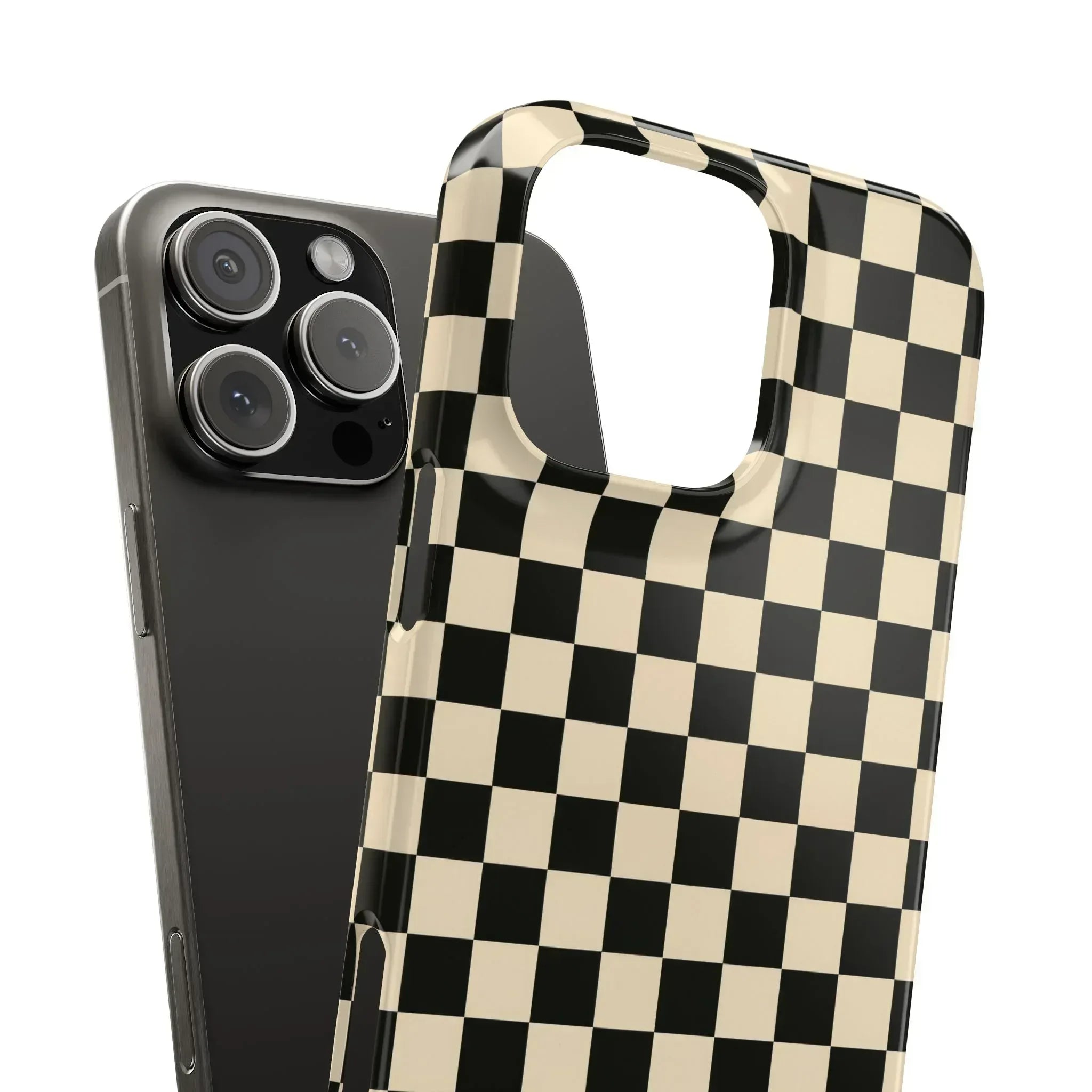 Stylish Matte Checker Phone Case for iPhone 11-17 and Galaxy S20-S25 - KARARMDESIGN