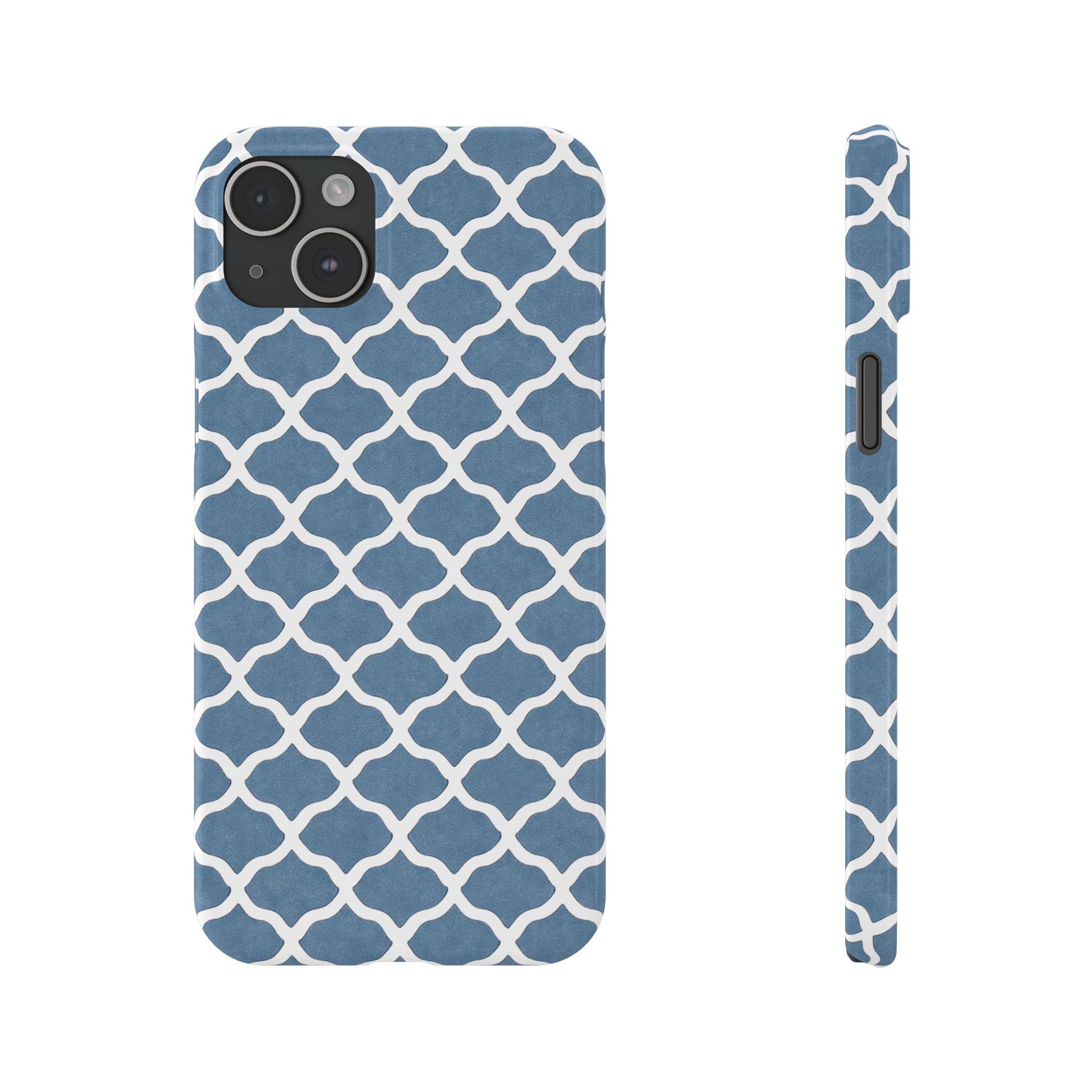 Azure Lattice Pattern Phone Case Slim Phone Cases for iPhone 11-17