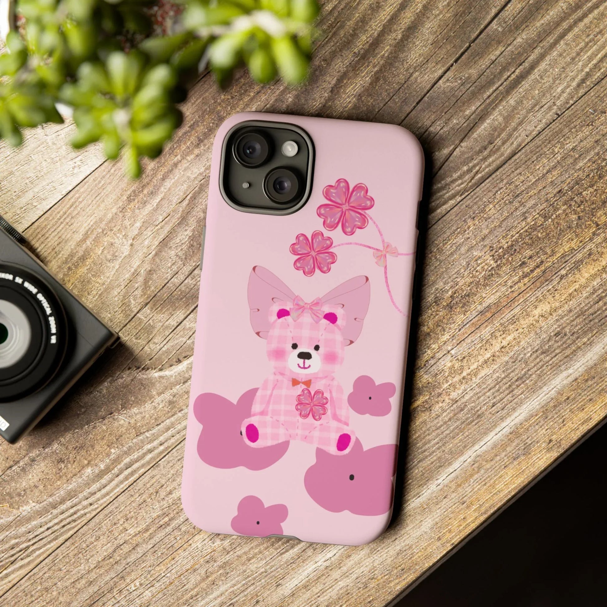 Pink Teddy Bear Phone Cases for iPhone, Pixel and Galaxy - KARARMDESIGN
