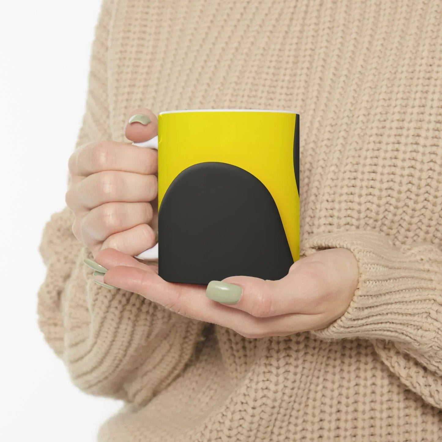 Black and Yellow Ceramic Mug - 11oz - KarArmDesign