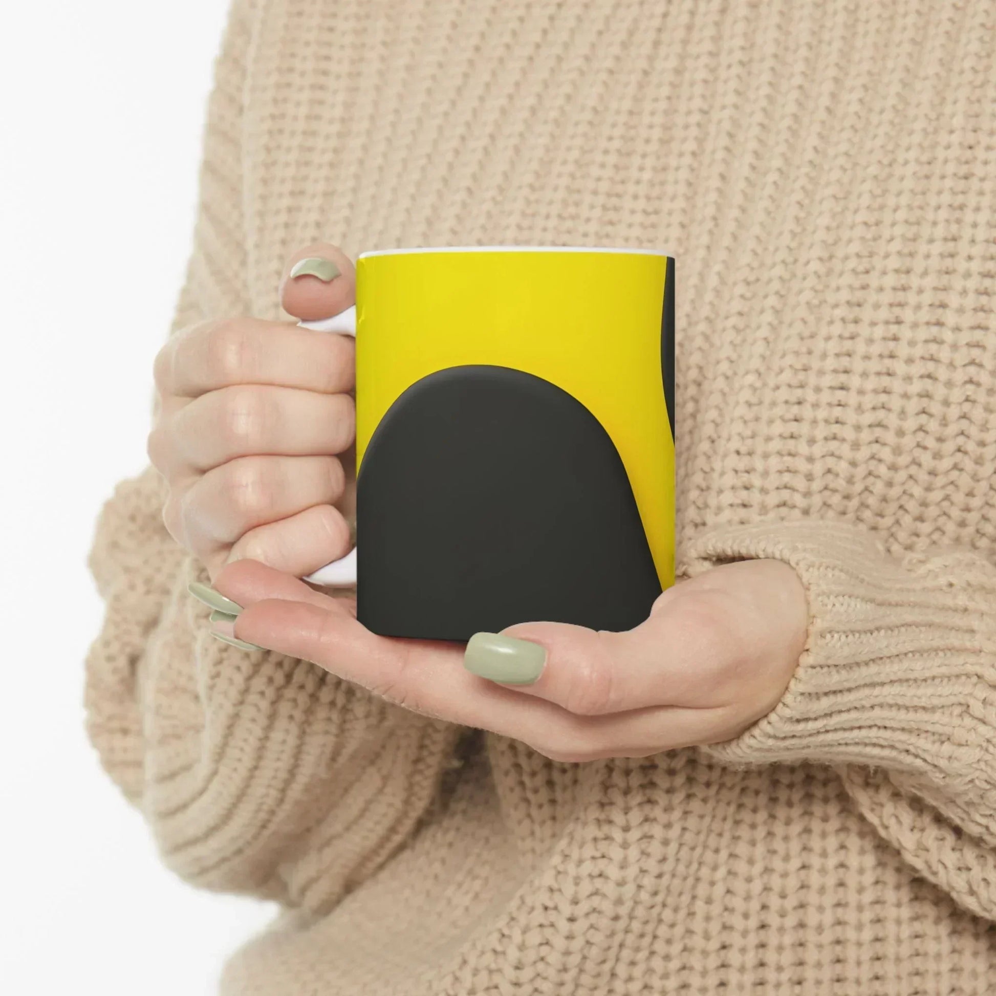 Black and Yellow Ceramic Mug - 11oz - KarArmDesign