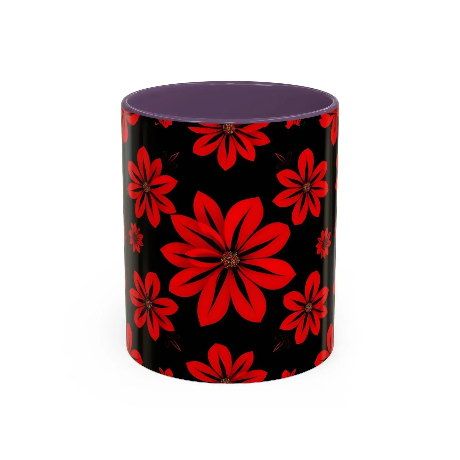 Accent Red Floral Coffee Mug – 11oz & 15oz - KARARMDESIGN