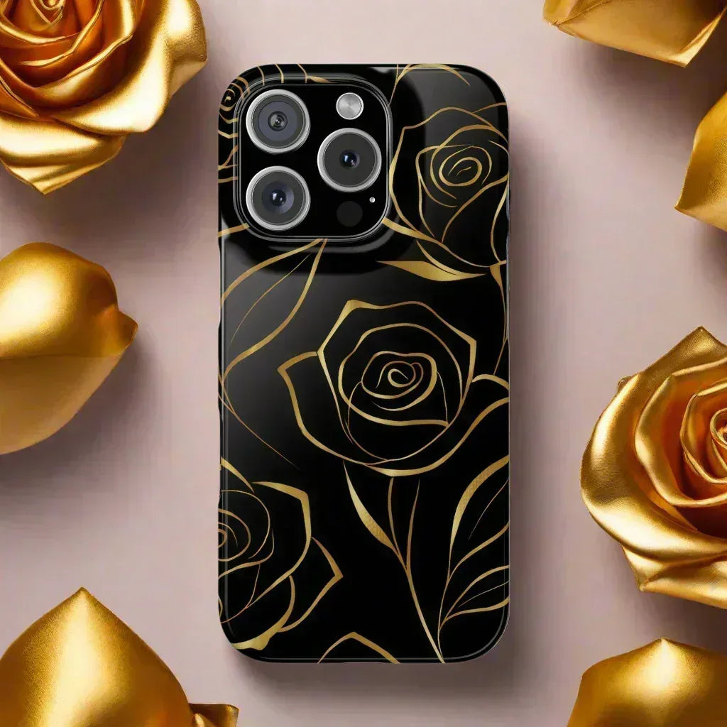 Golden Roses Phone Case for iPhone 15-17 - KARARMDESIGN