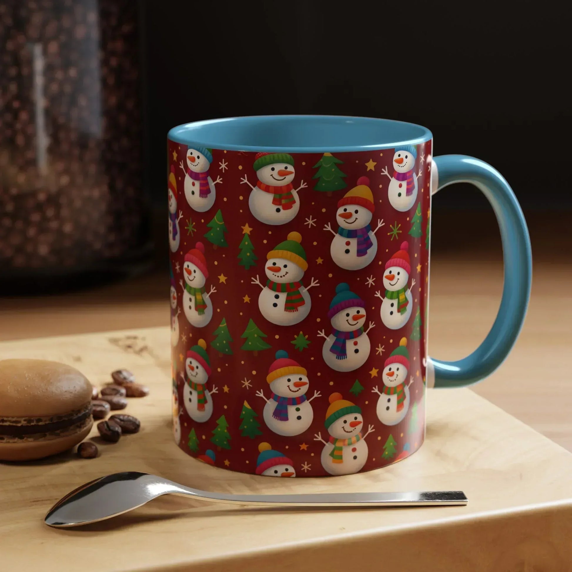 Festive Snowman Parade Accent Coffee Mug (11oz) - KARARMDESIGN
