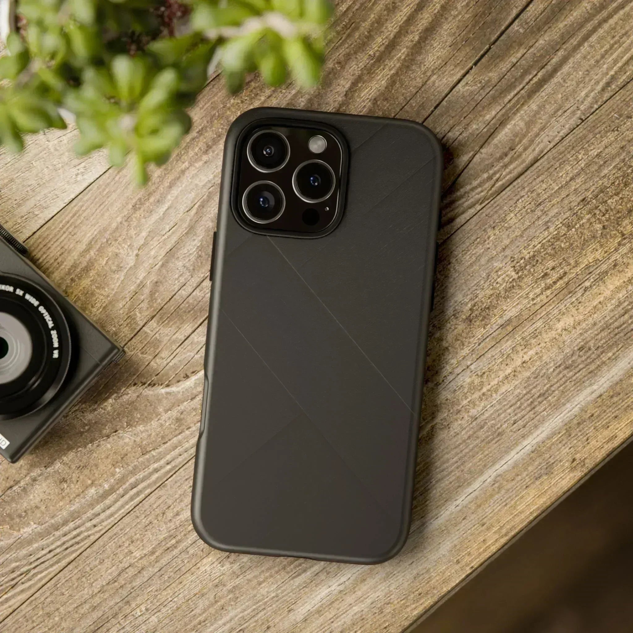 Matte Black Diagonal Line Phone Case for iPhone 8-16 and Galaxy S10-S25 - KARARMDESIGN