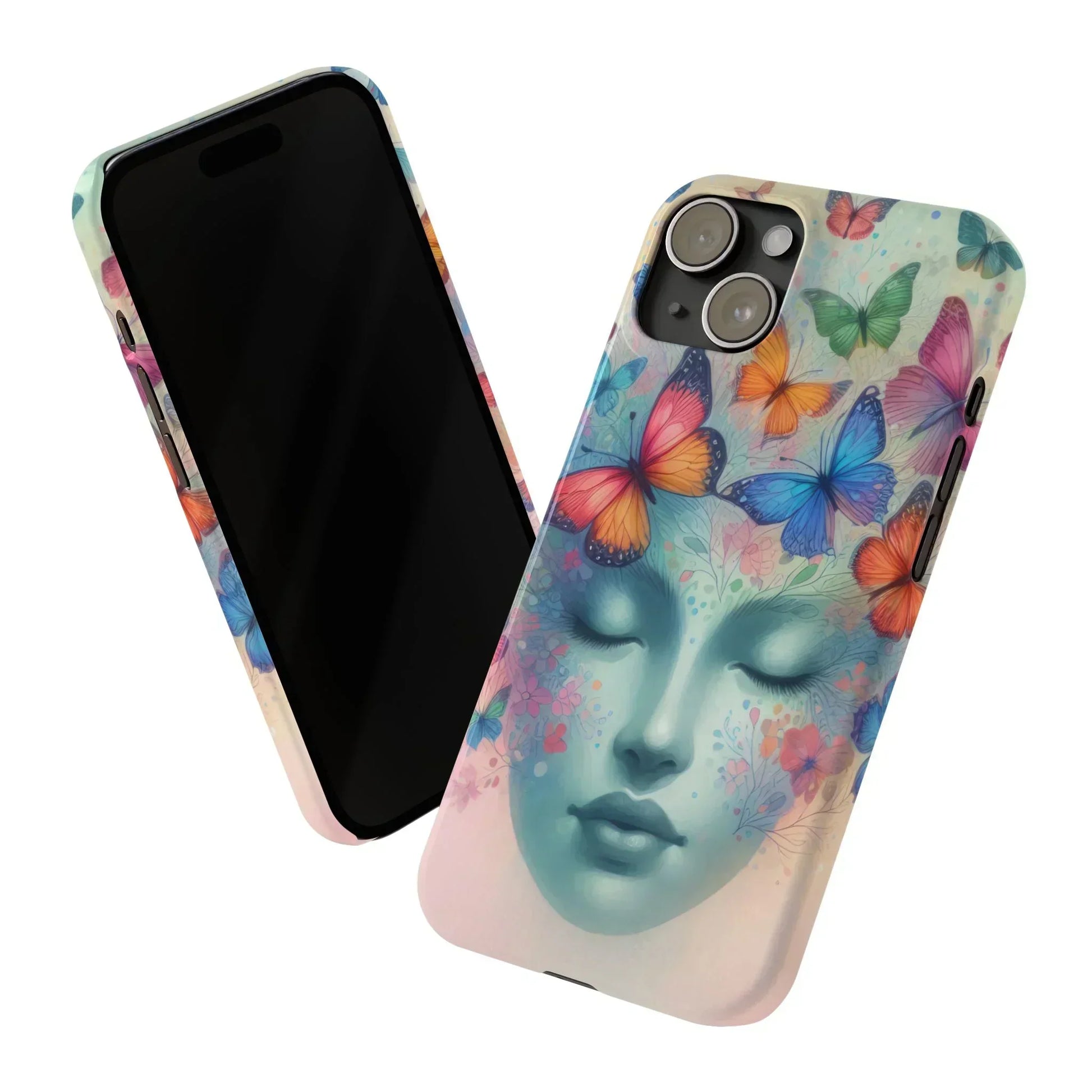 Butterfly Bloom Dreamy Woman with Closed Eyes Tough Phone Case for iPhone - KarArmDesign