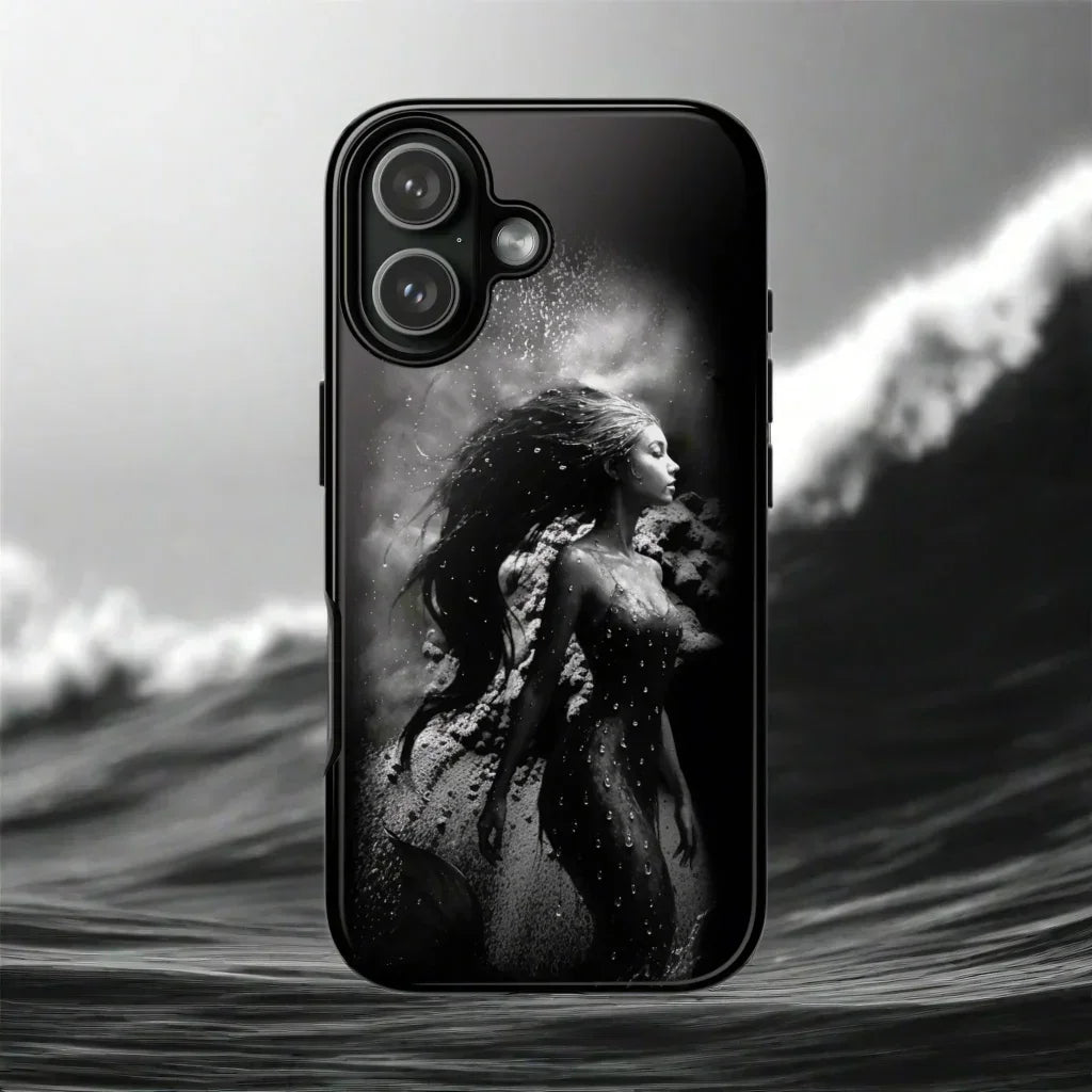 Monochrome Mermaid Phone Case for iPhone 17, Air, Pro, Pro Max - KarArmDesign
