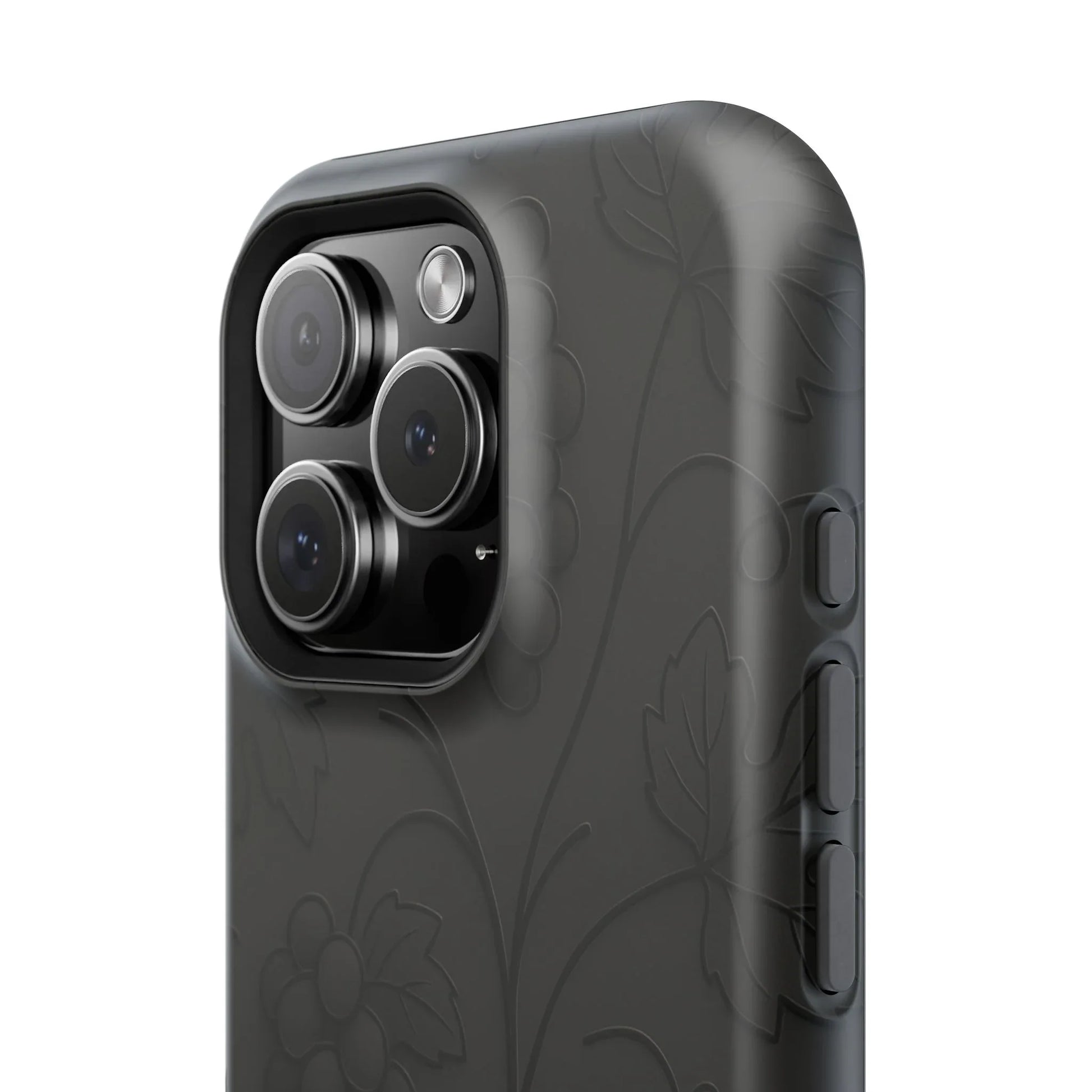 Elegant Embossed Grape Leaf Black Phone Case for iPhone and Galaxy - KARARMDESIGN
