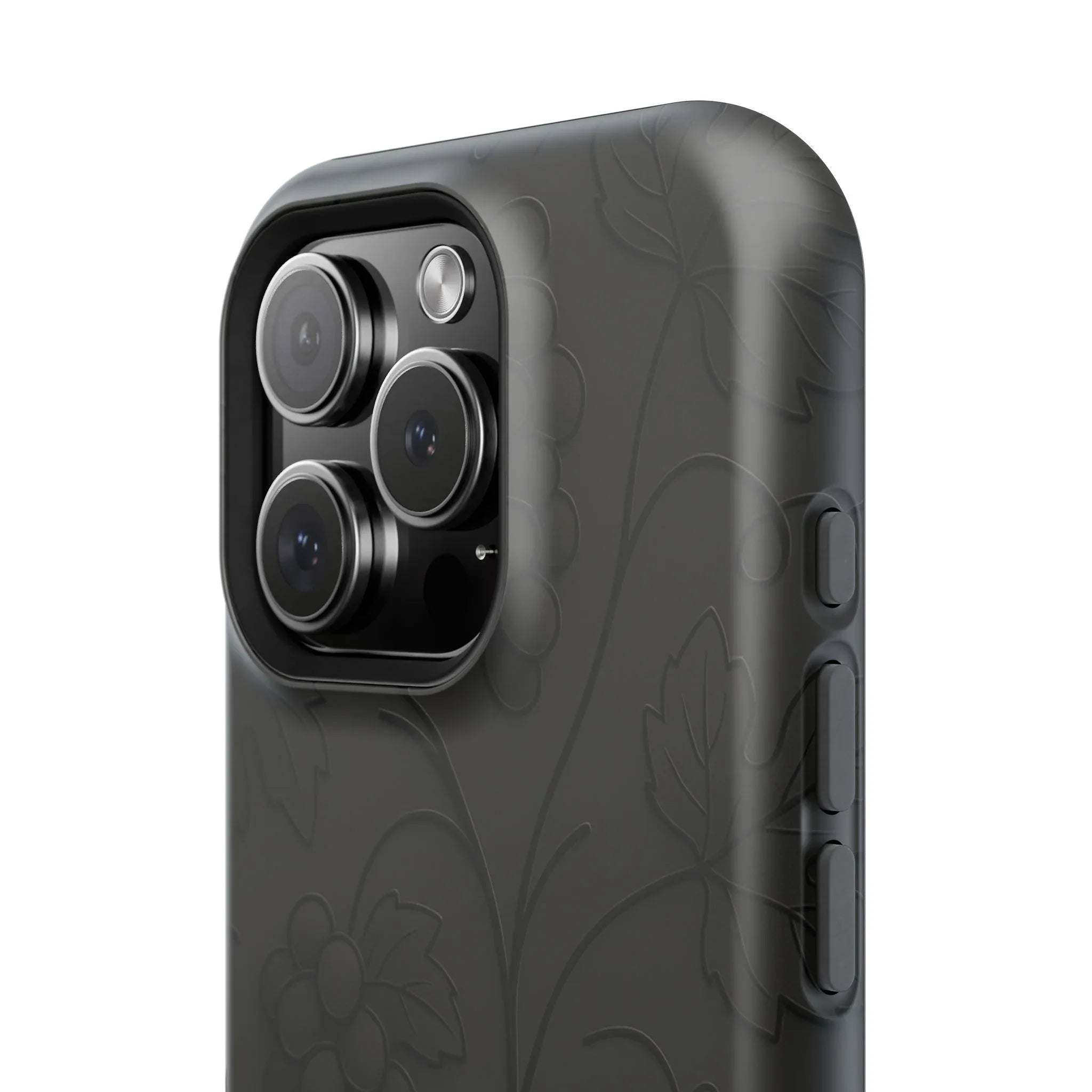 Elegant Embossed Grape Leaf Black Phone Case for iPhone and Galaxy - KARARMDESIGN