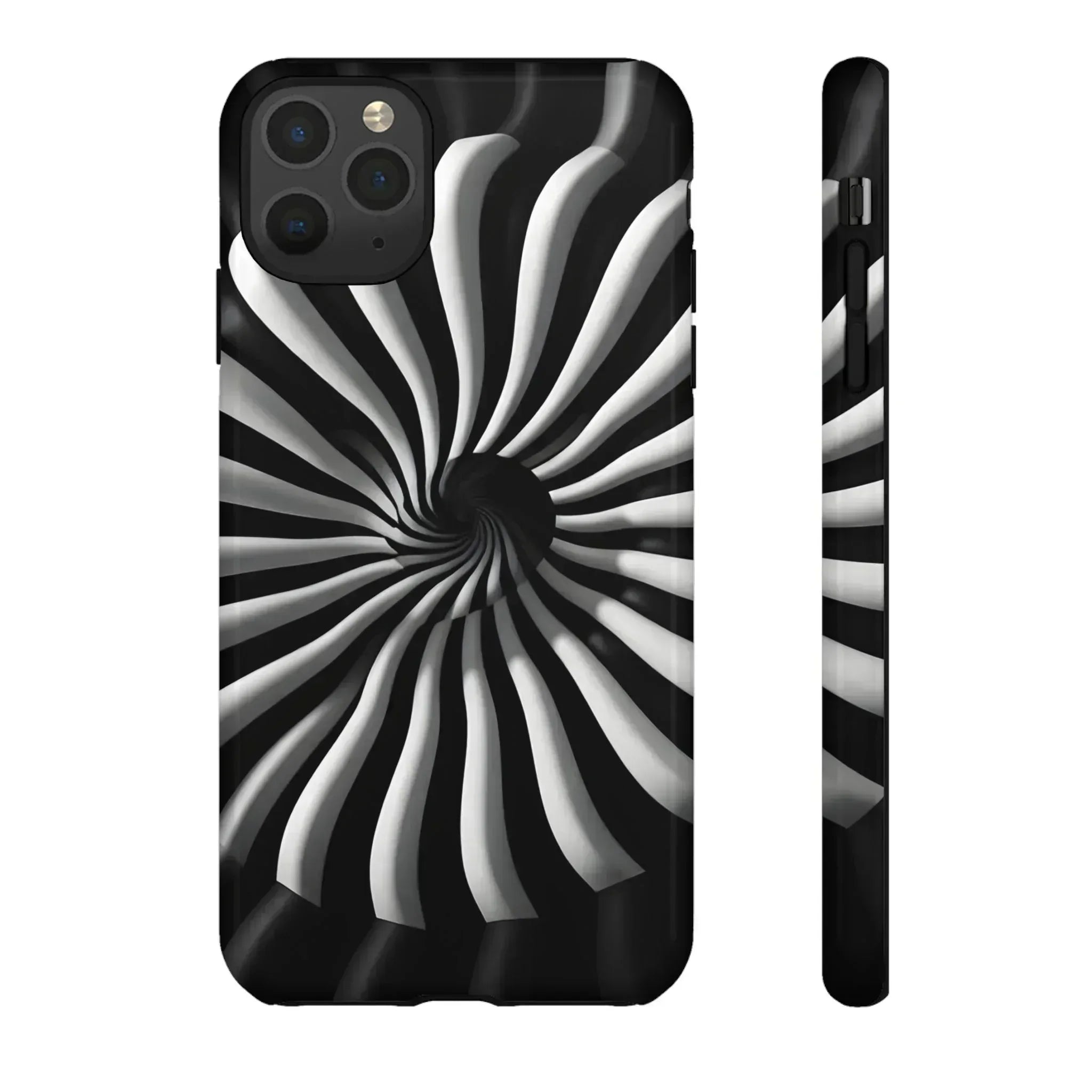 Hypnotic Black and White Spiral Phone Case for iPhone & Galaxy - KARARMDESIGN