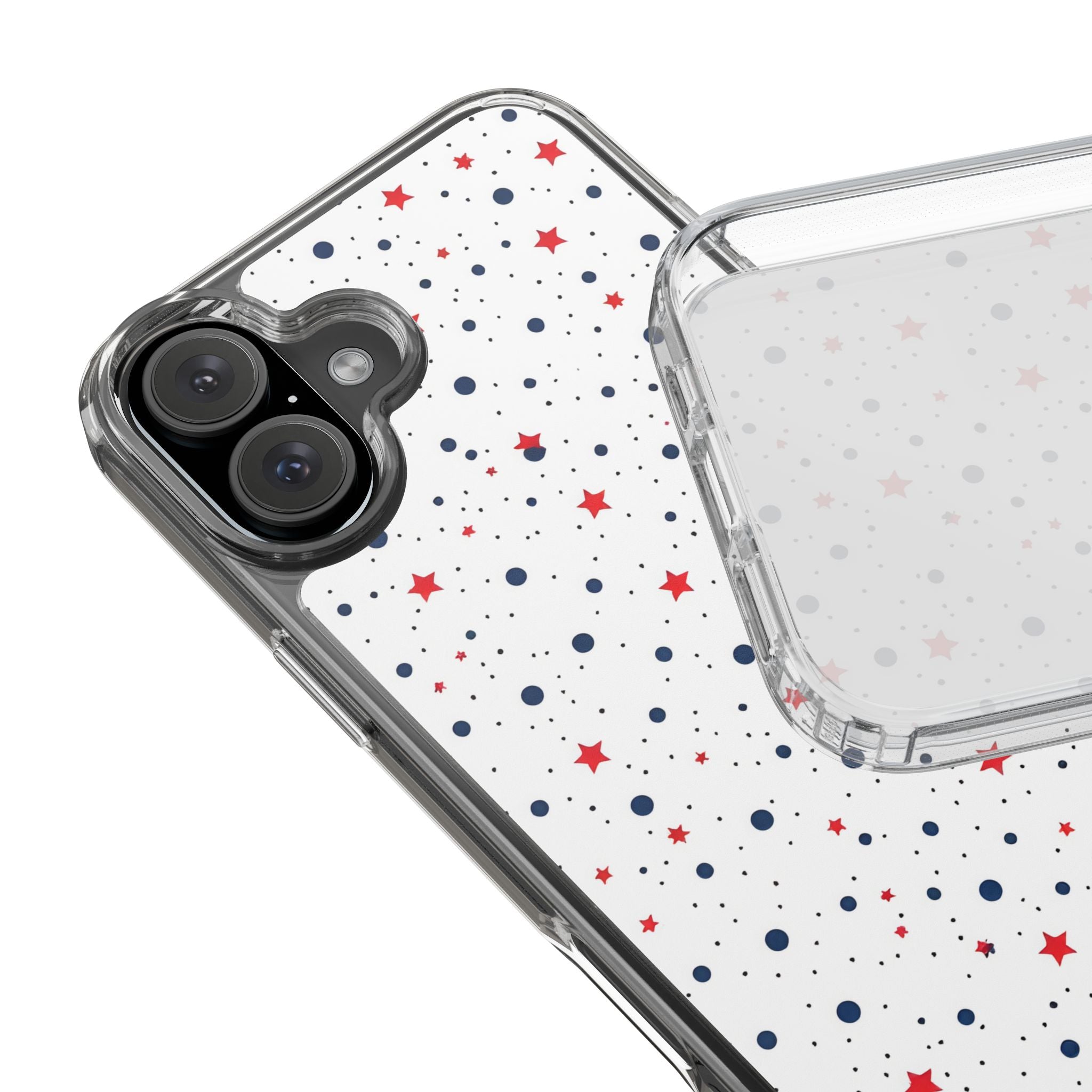 White Polka Dot & Stars Clear Case for iPhone & Samsung