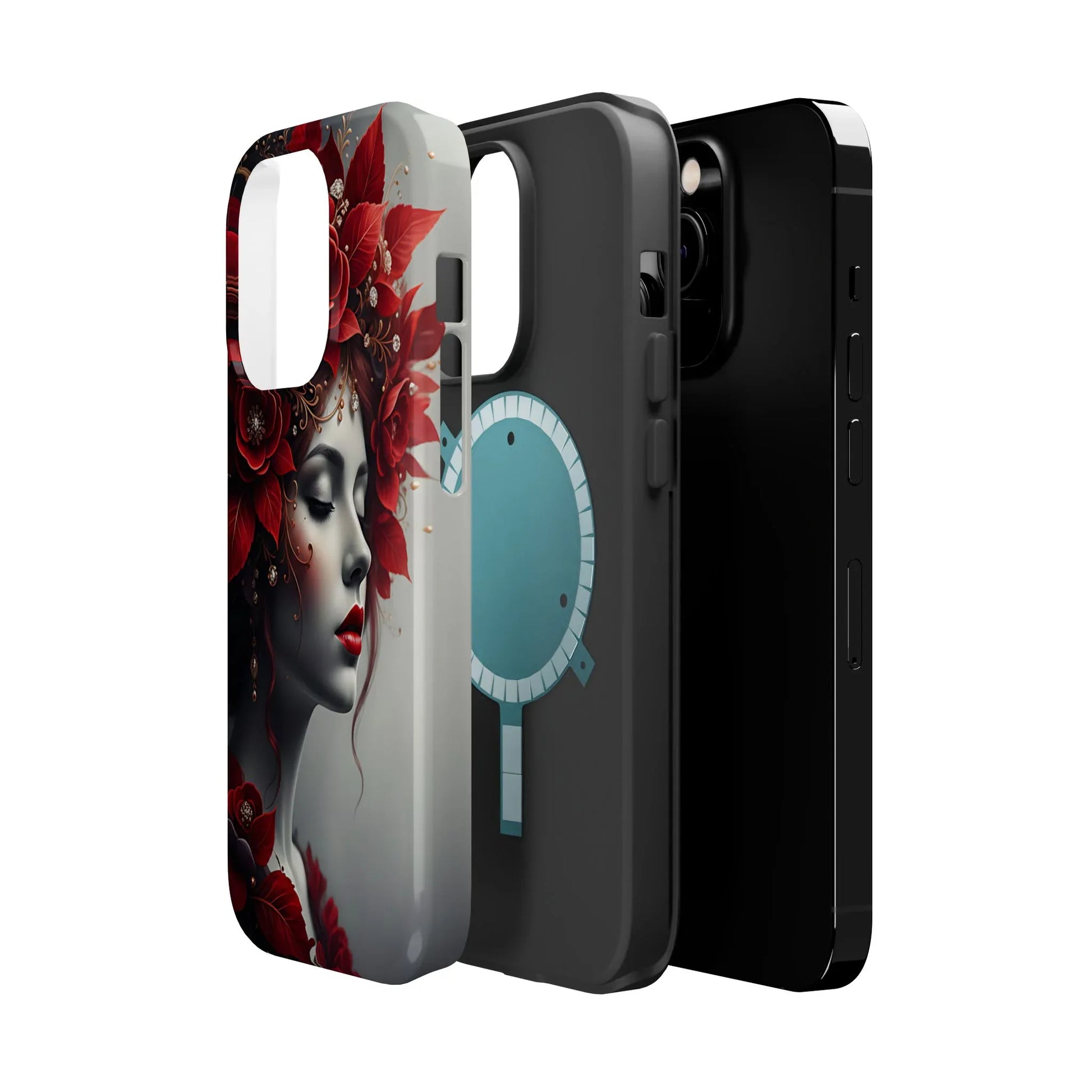 Scarlet Bloom Portrait Phone Case for iPhone 13-17 - KARARMDESIGN