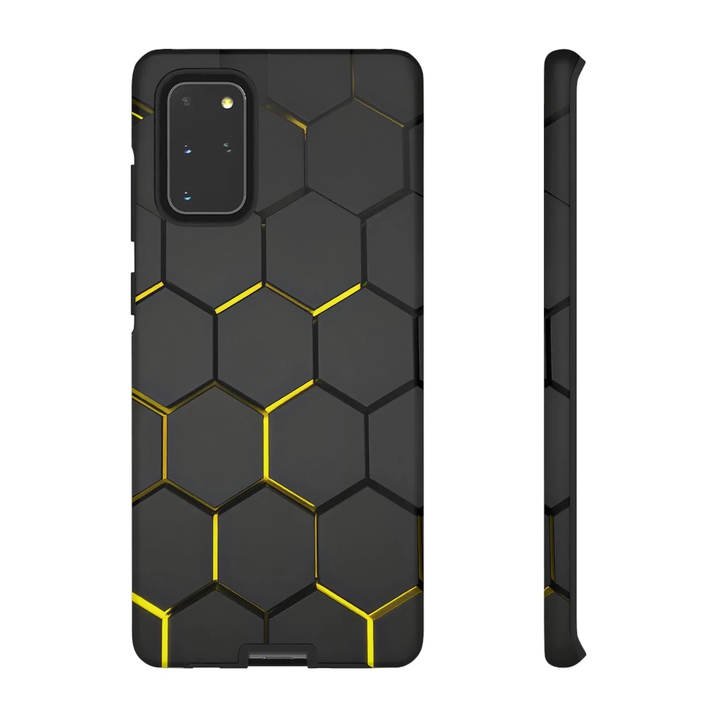 Black and Yellow Hexagon Geometric Tough Phone Case for Galaxy and Pixel - KarArmDesign