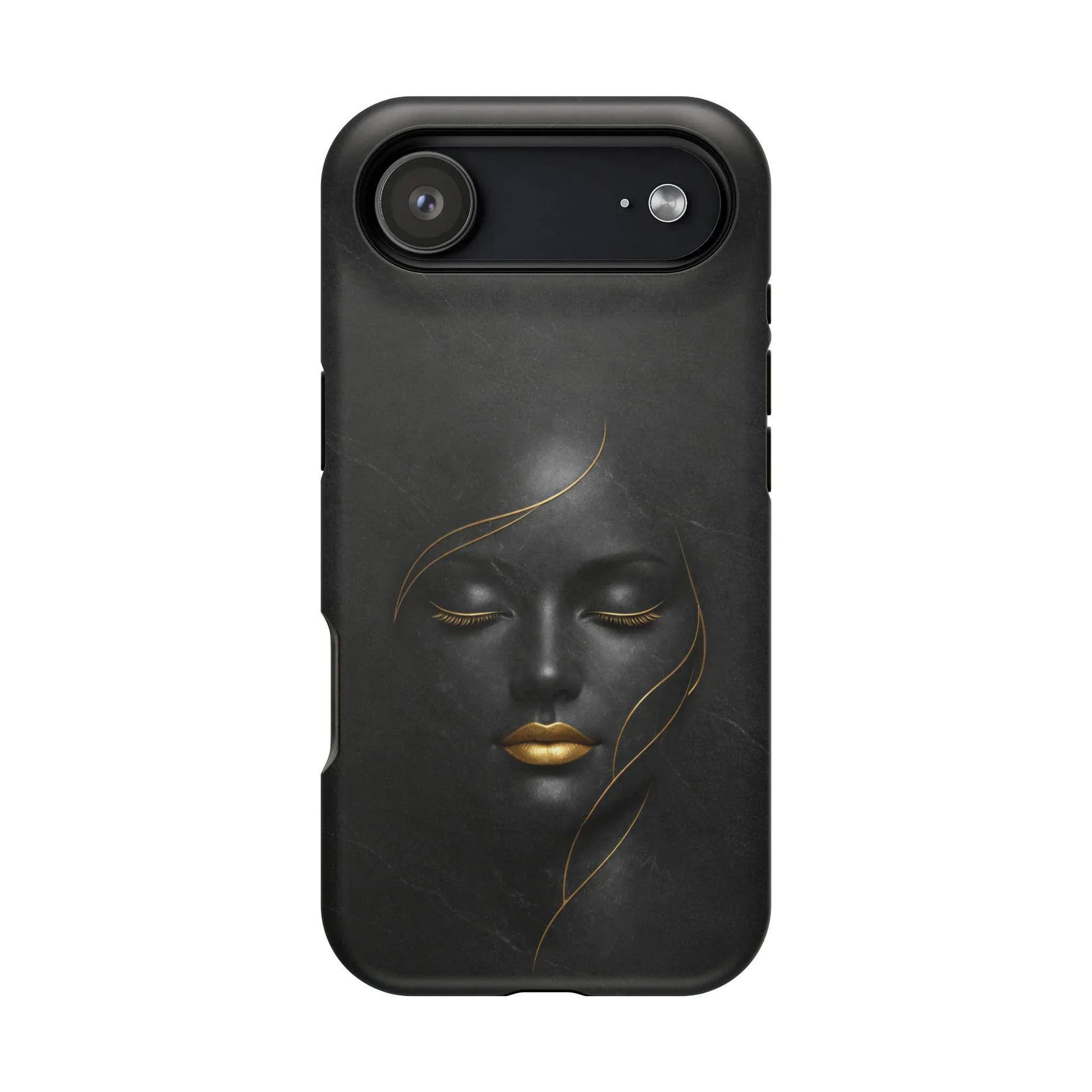 Black Gold Face Phone Case for iPhone 13-17 - KARARMDESIGN