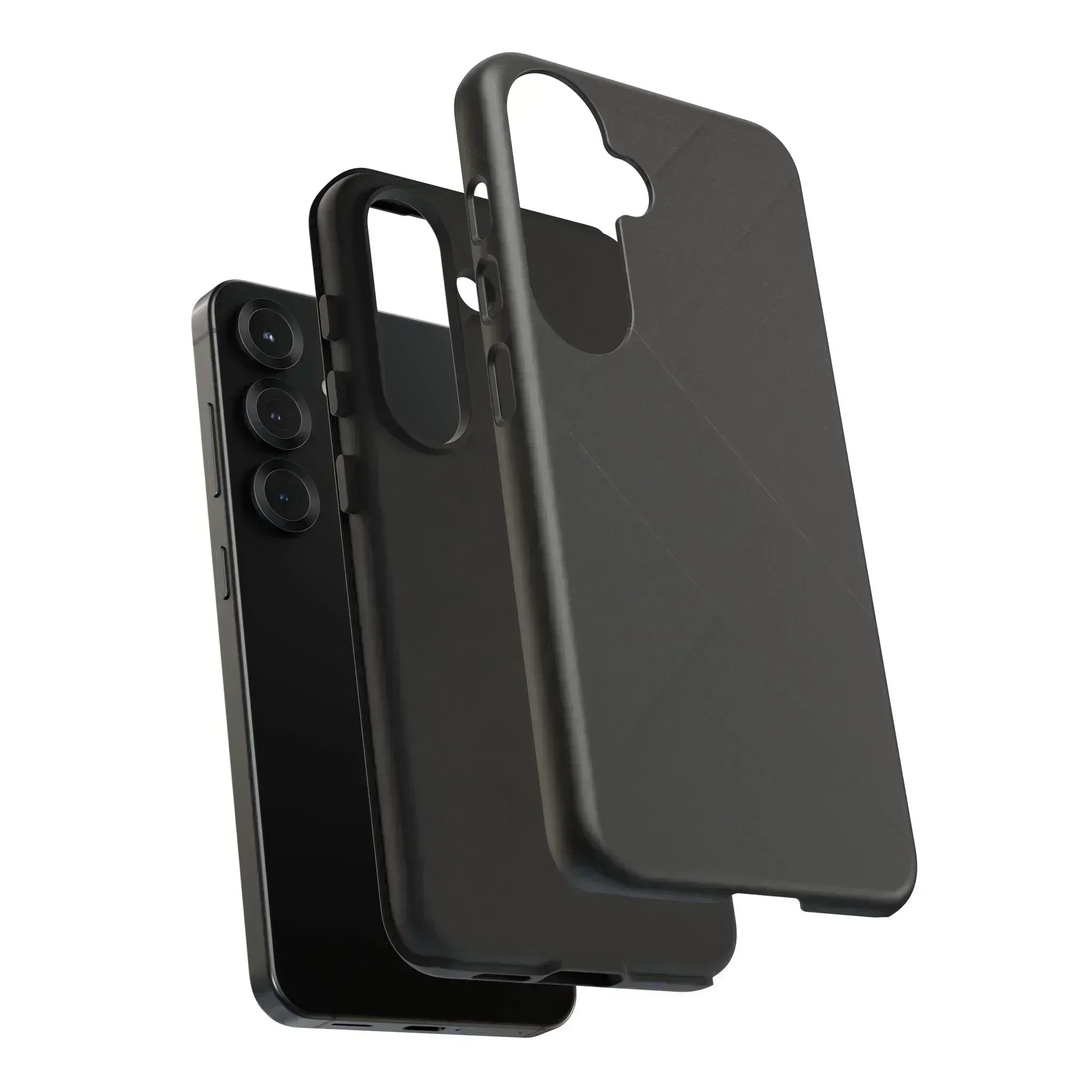 Matte Black Diagonal Line Phone Case for iPhone 8-16 and Galaxy S10-S25 - KARARMDESIGN