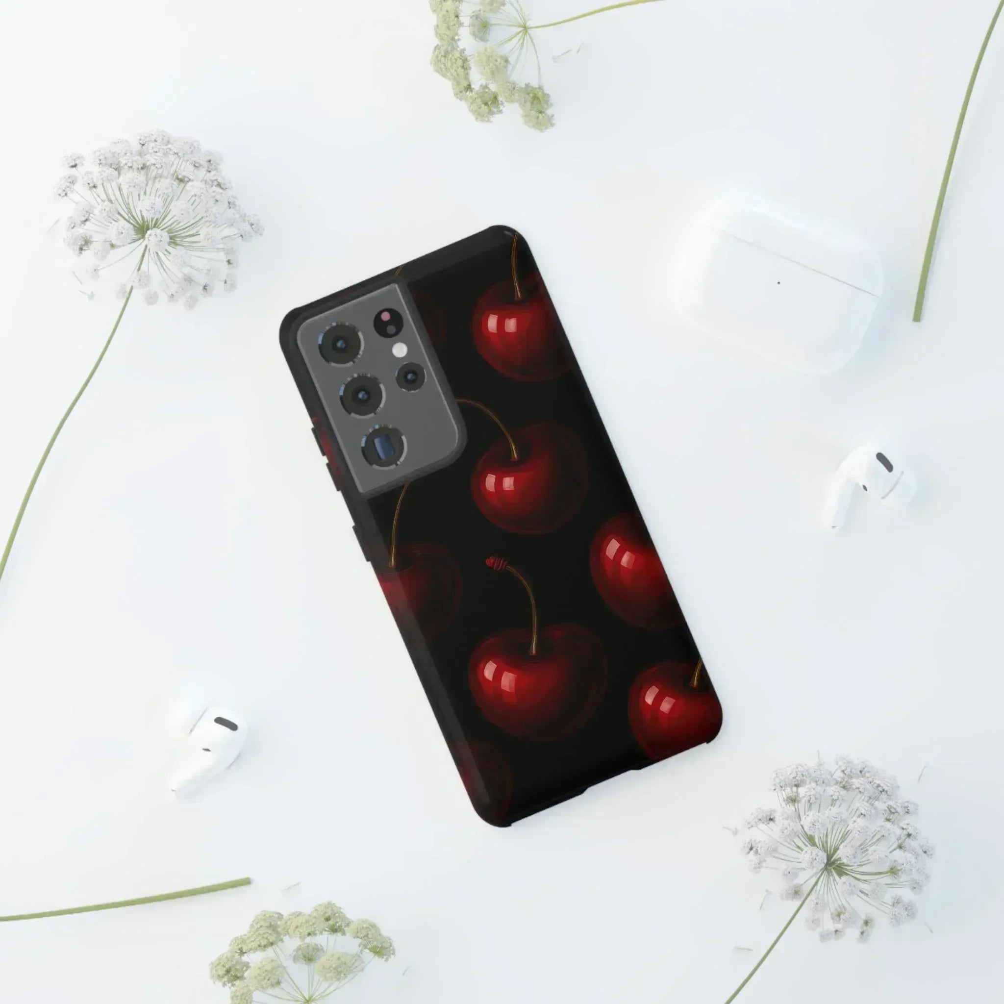 Cherry Phone Case for iPhone X-16 and Galaxy S20-S25 - KARARMDESIGN