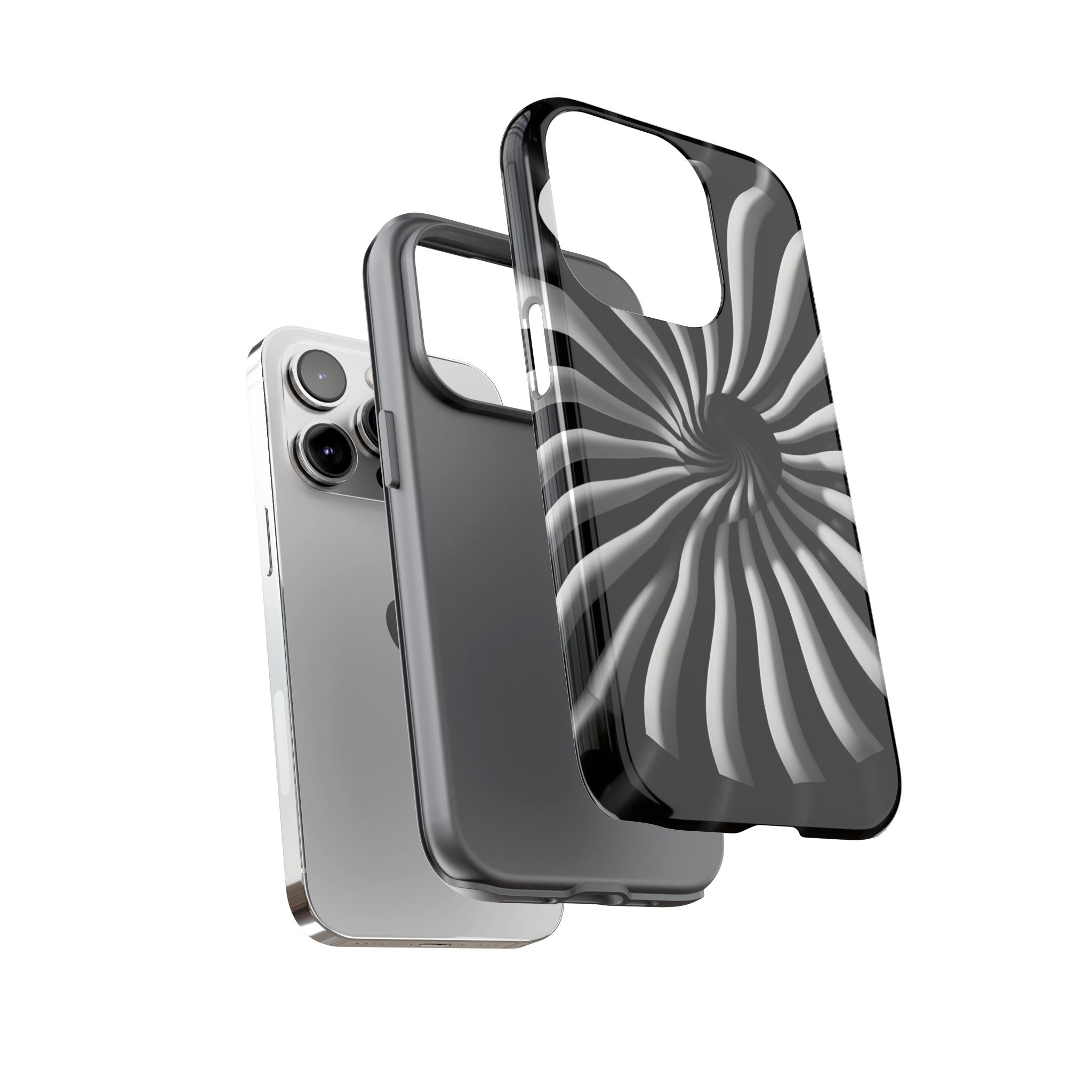 Hypnotic Black and White Spiral Phone Case – Optical Illusion Design for iPhone & Galaxy