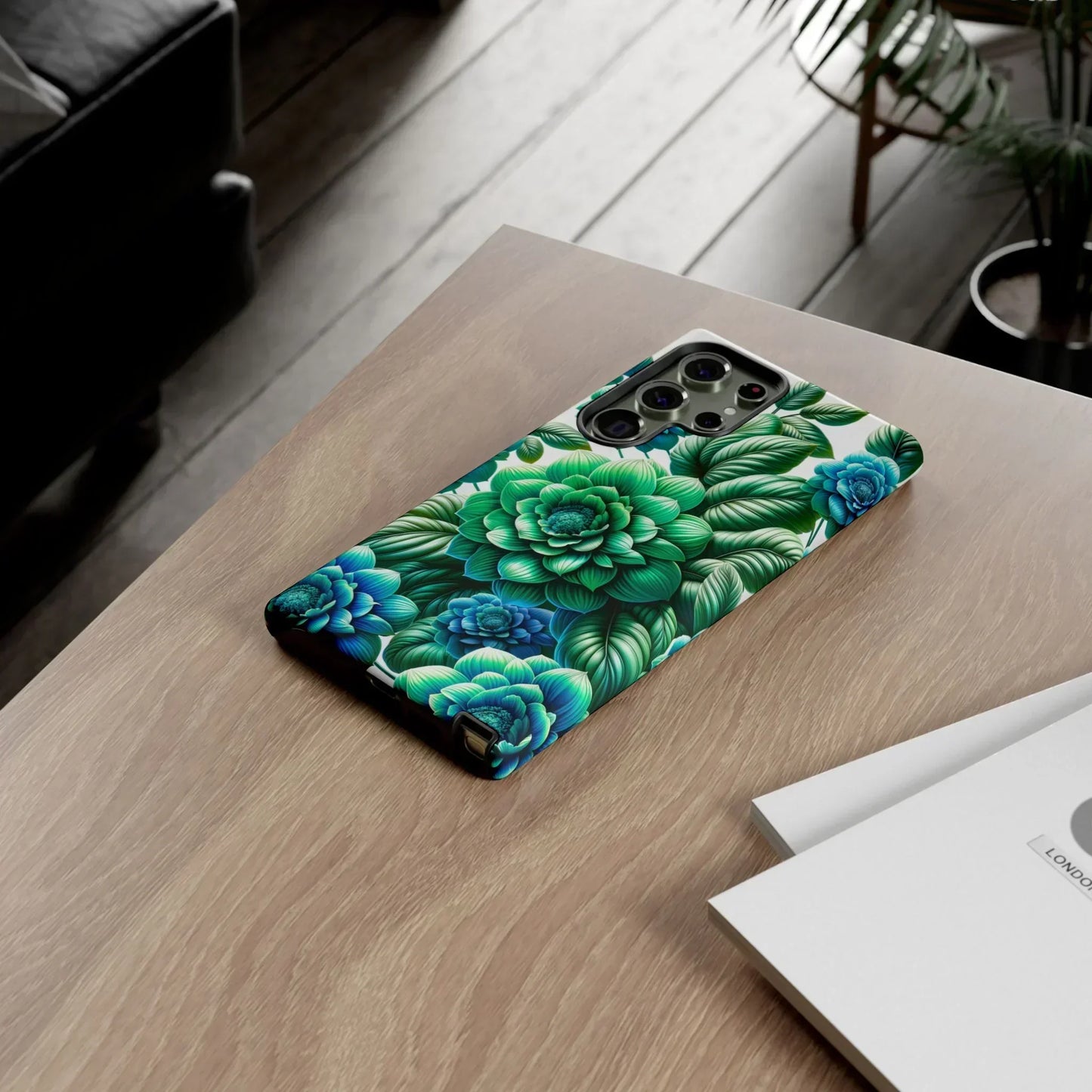 Green and BlueFloral Phone Case for Samsung Galaxy S10-S25 Models - KarArmDesign