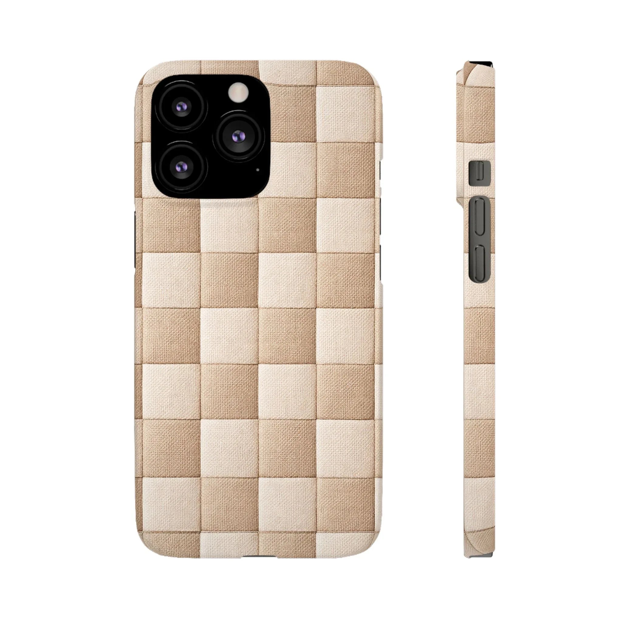 Beige Woven Phone Case for iPhone 11-17 and Galaxy S20-S25 - KARARMDESIGN