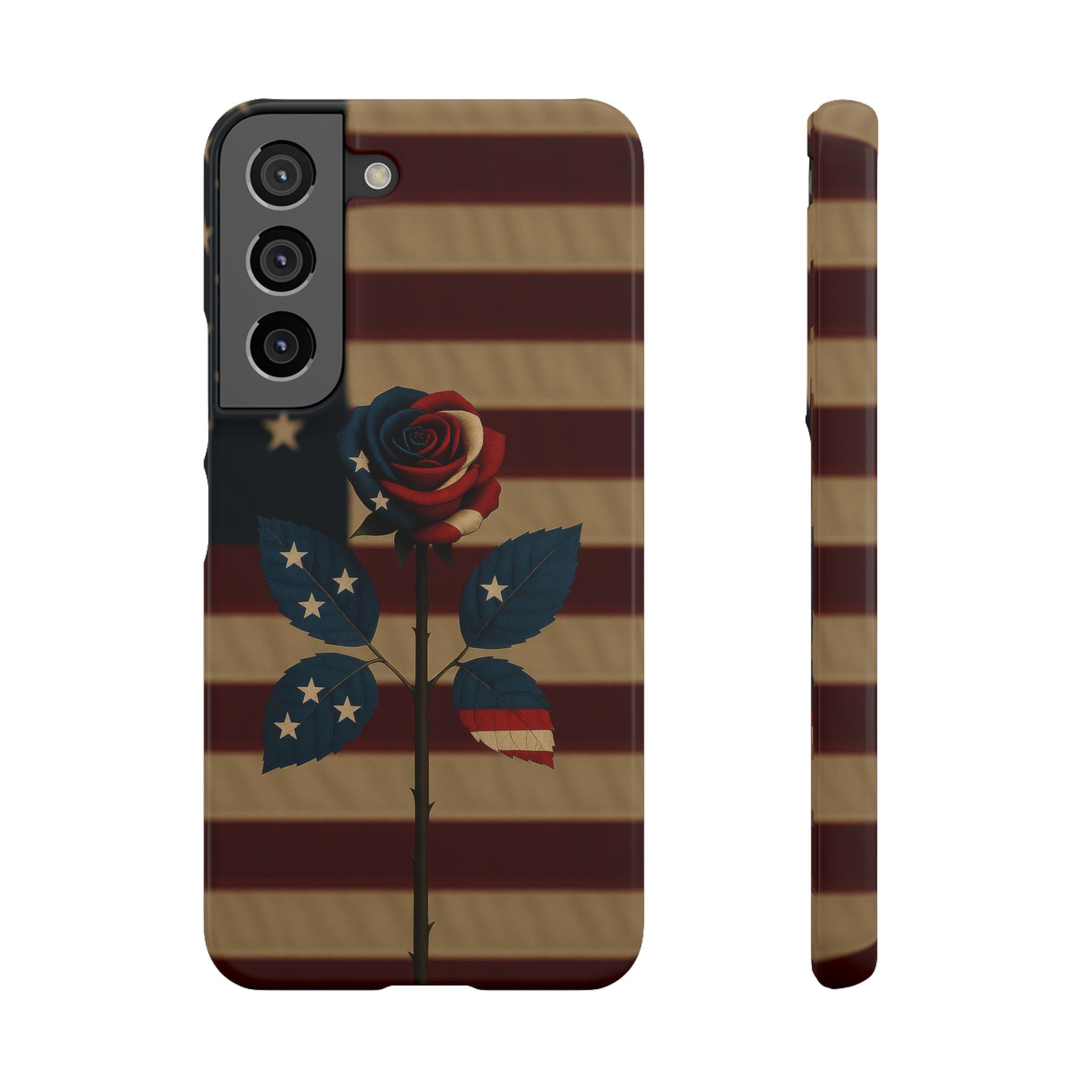 American Rose Flag Phone Case for iPhone 8-17 and Galaxy S20-S26