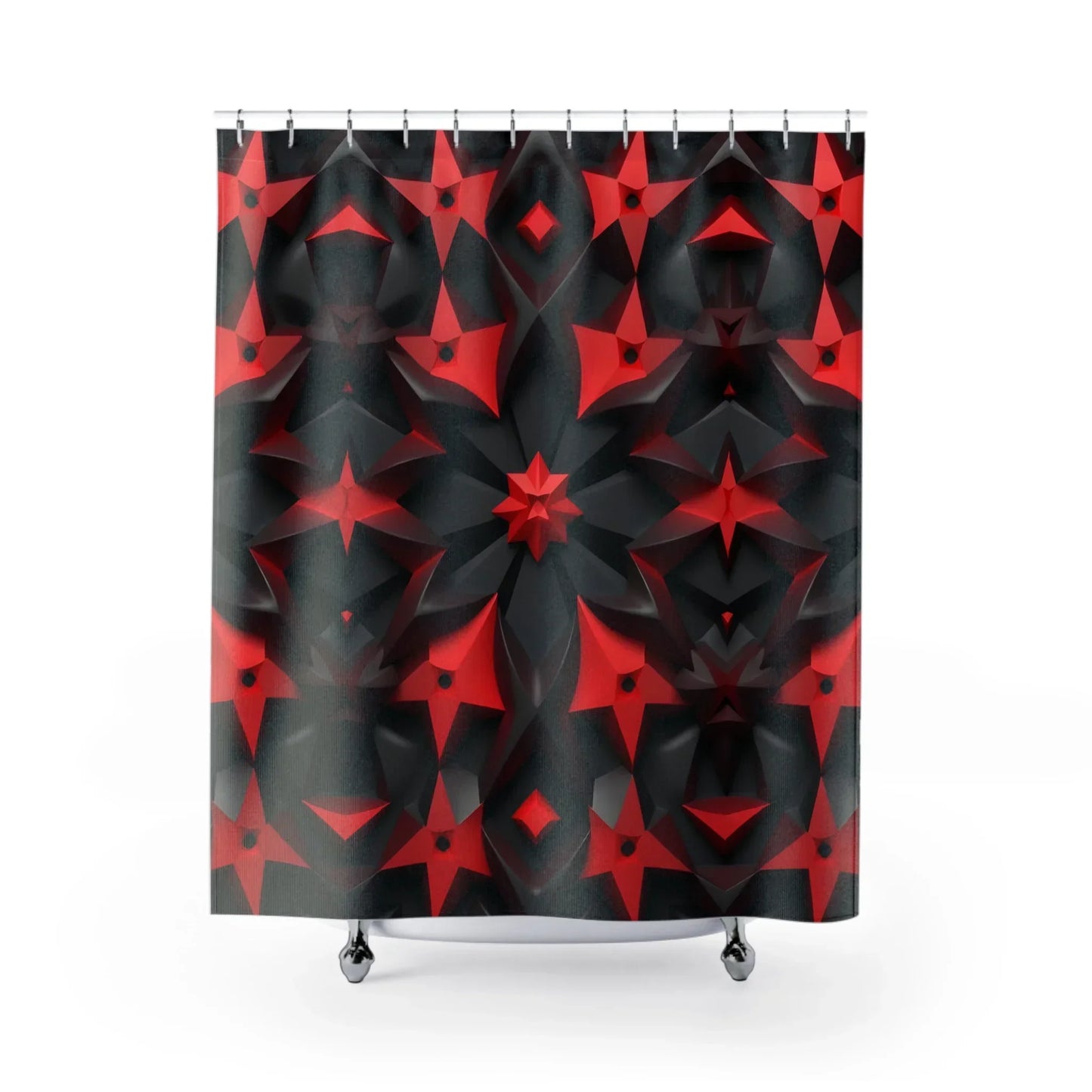Black and Red Geometric Shower Curtain - KarArmDesign