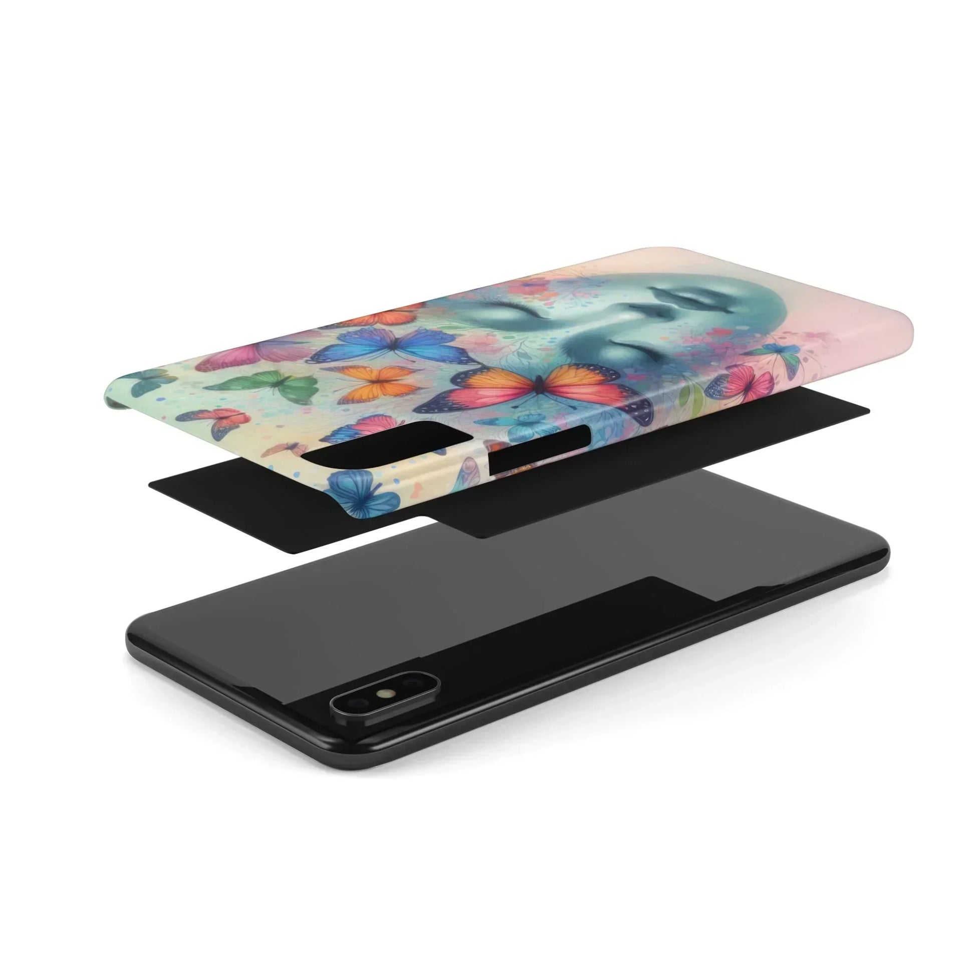 Butterfly Bloom Dreamy Woman with Closed Eyes Tough Phone Case for iPhone - KarArmDesign