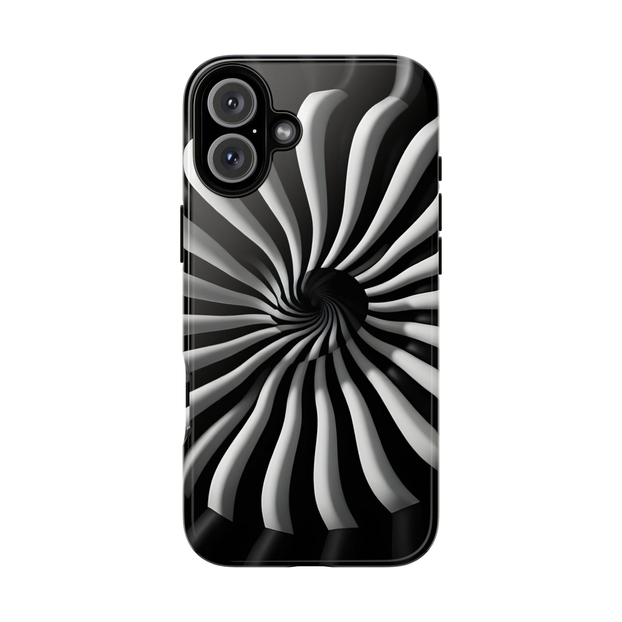Hypnotic Black and White Spiral Phone Case – Optical Illusion Design for iPhone & Galaxy