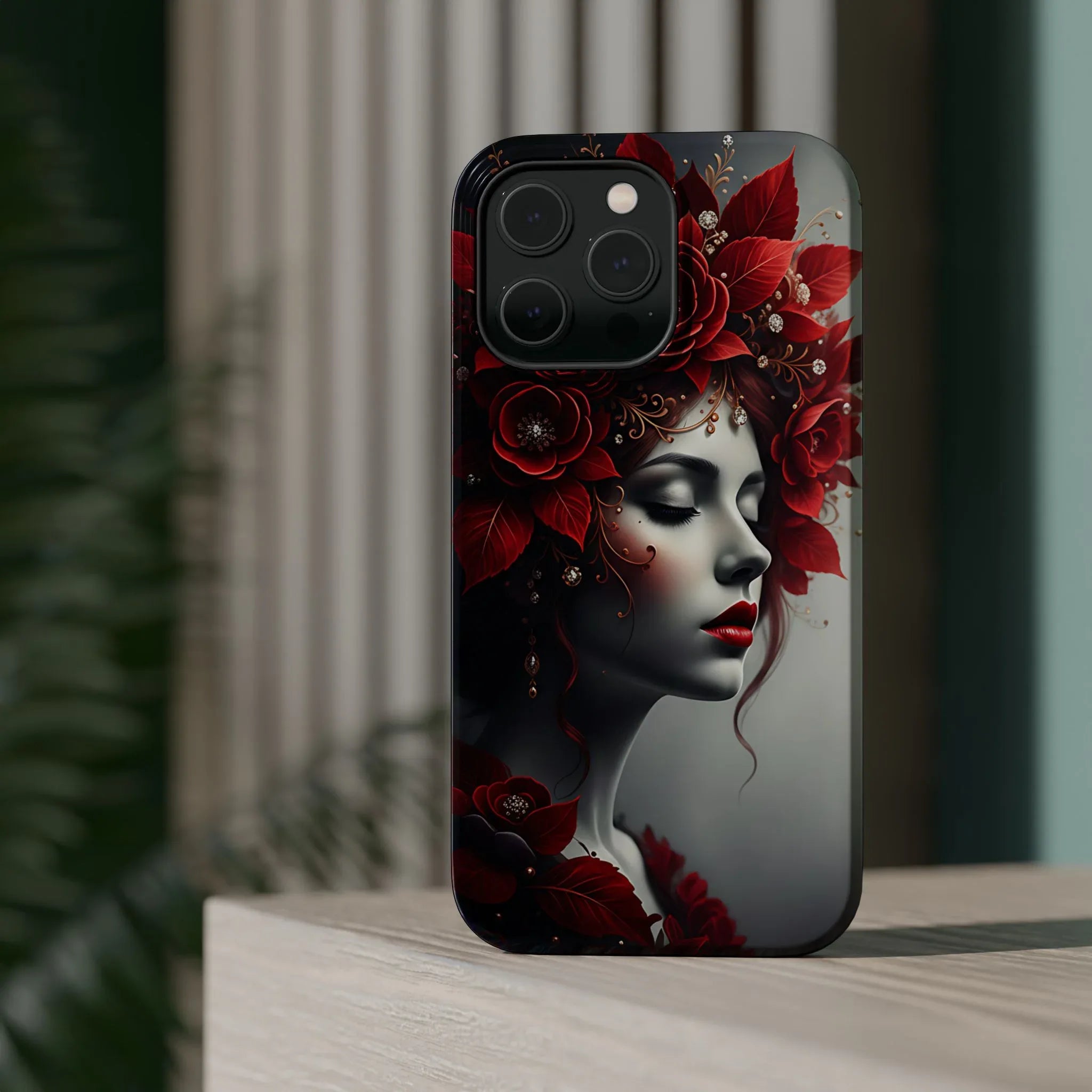 Scarlet Bloom Portrait Phone Case for iPhone 13-17 - KARARMDESIGN