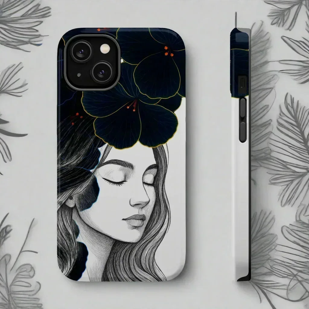 Dark Floral Elegance Phone Case for iPhone 13-16 - KARARMDESIGN