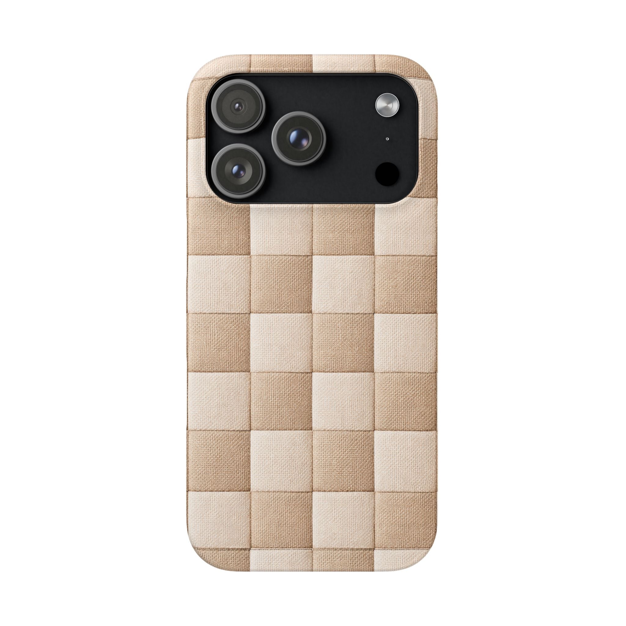 Beige Woven Phone Case for iPhone 11-17 and Galaxy S20-S26