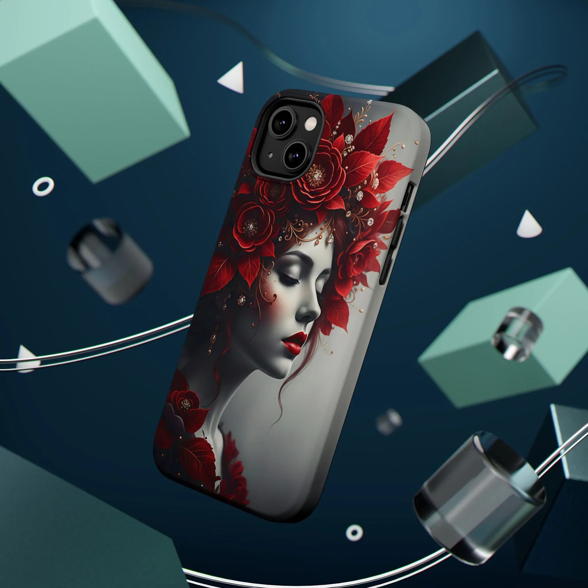 Scarlet Bloom Portrait Phone Case for iPhone 13-17 - KARARMDESIGN