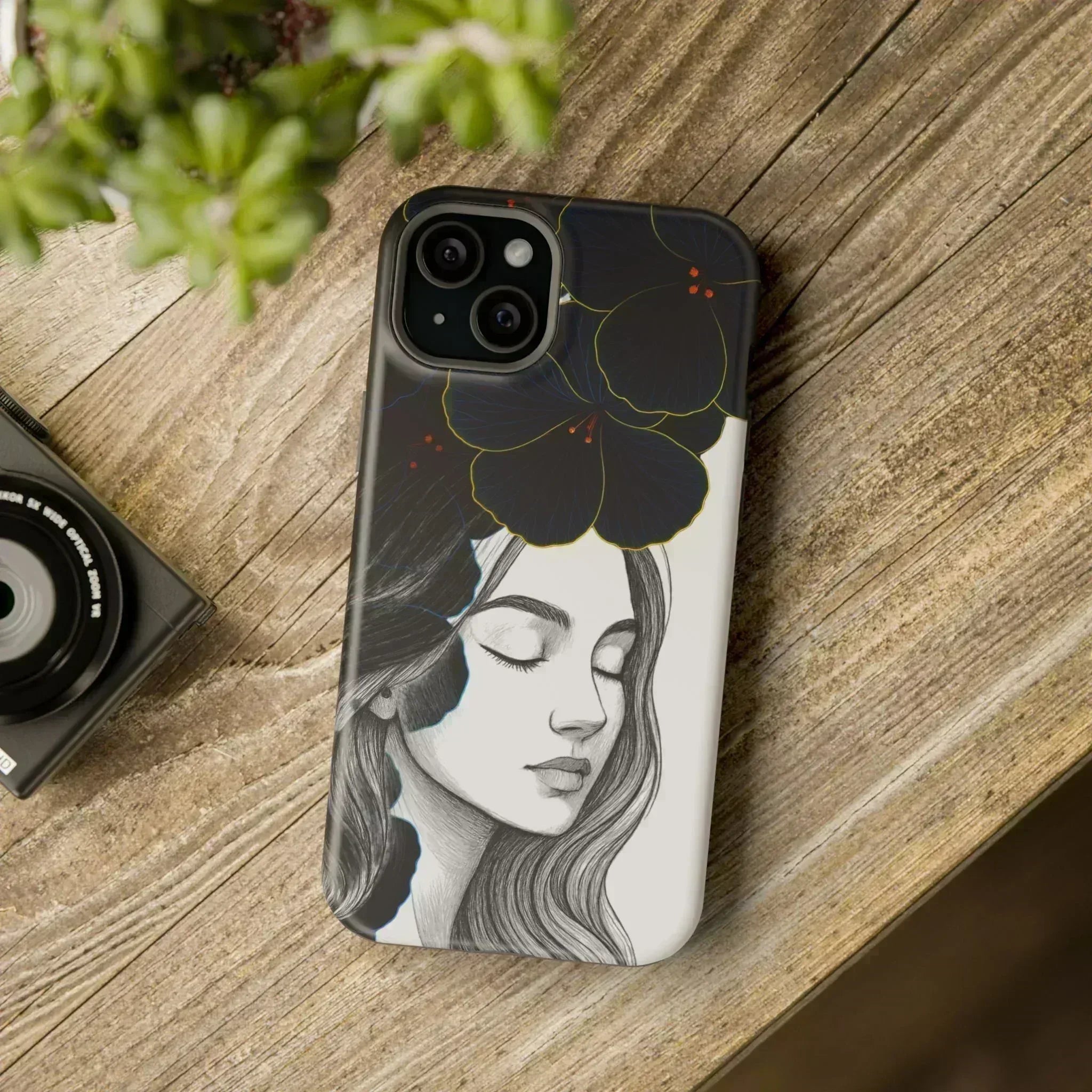 Dark Floral Elegance Phone Case for iPhone 13-16 - KARARMDESIGN