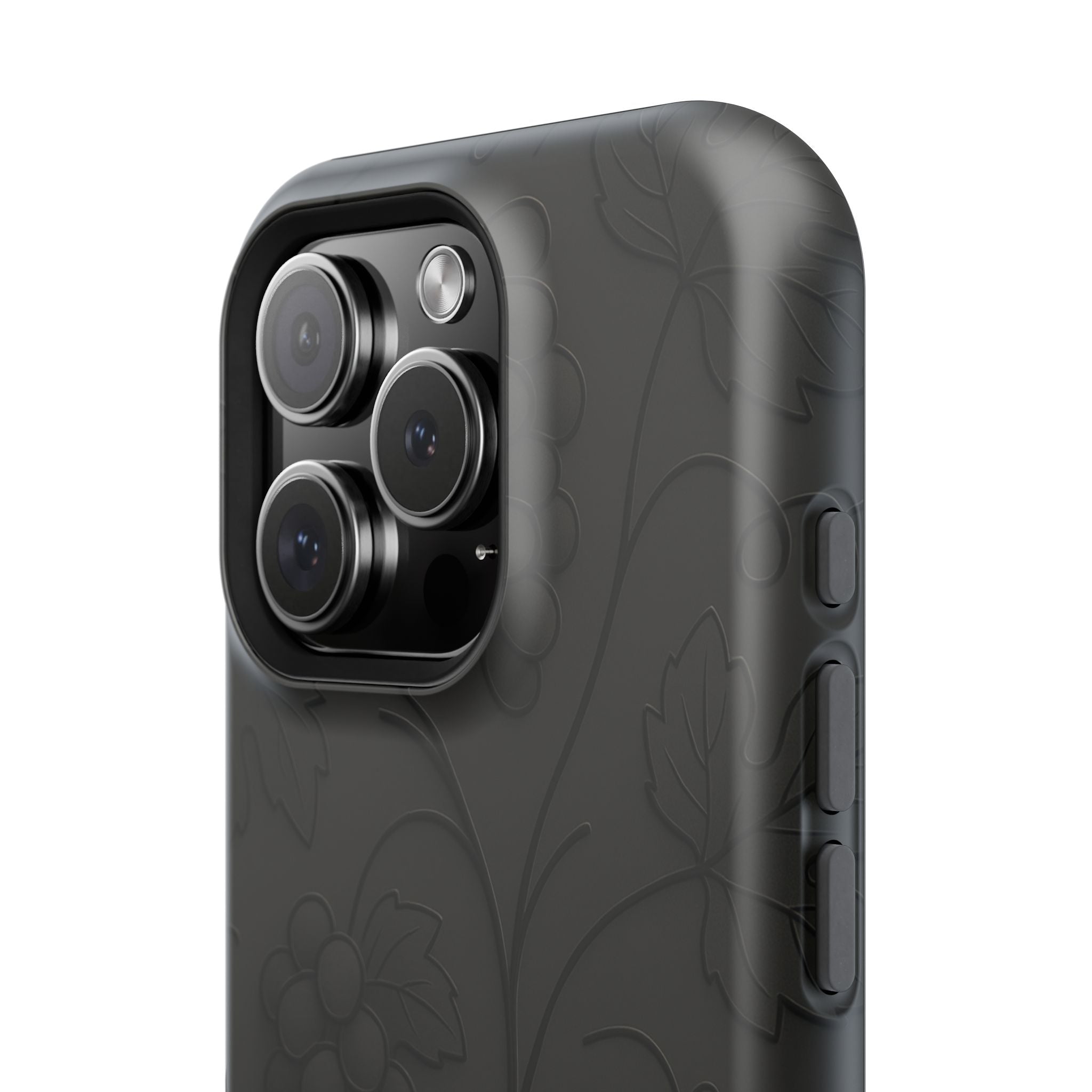 Embossed Grape Leaf Phone Case – Elegant Black Design for iPhone & Samsung