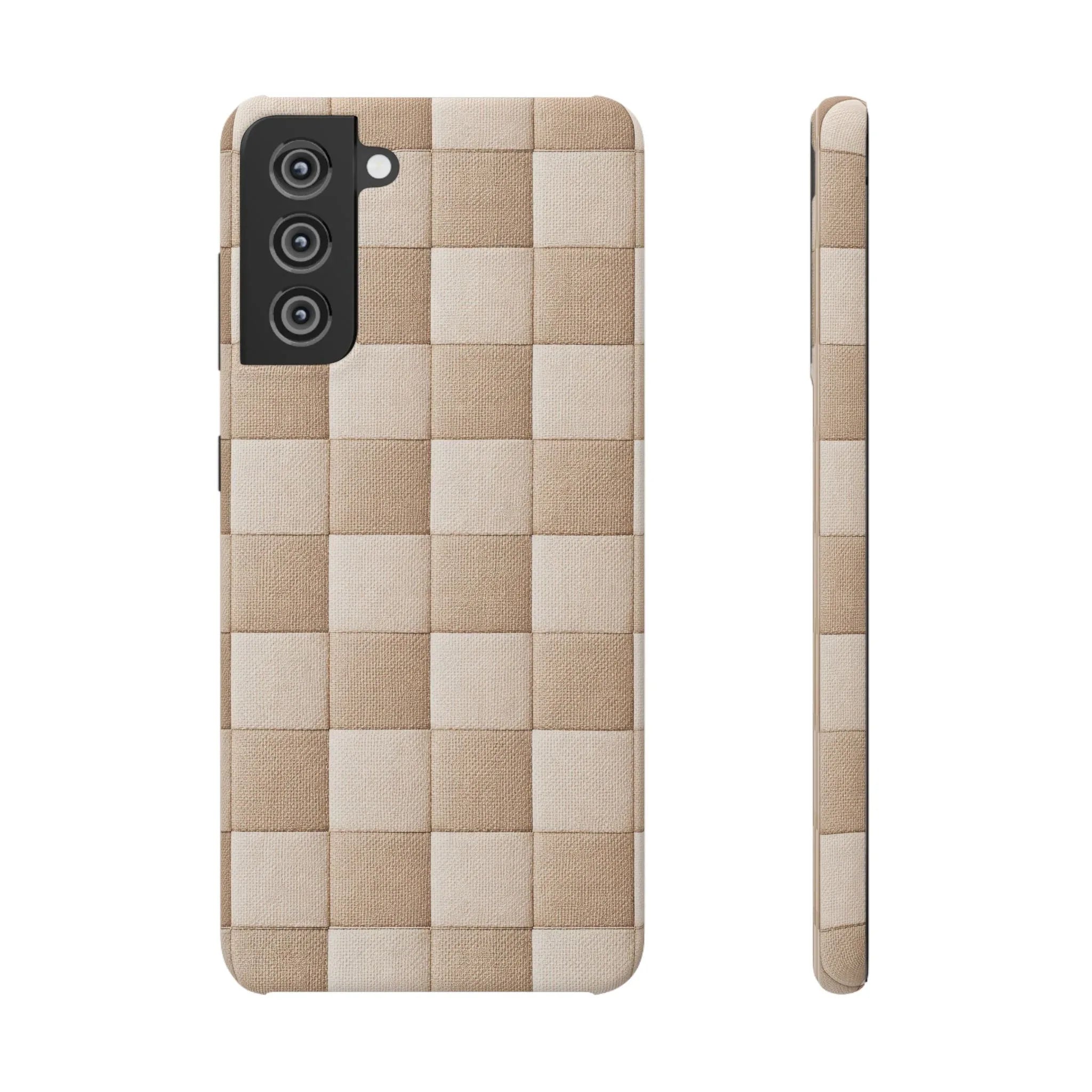 Beige Woven Phone Case for iPhone 11-17 and Galaxy S20-S25 - KARARMDESIGN