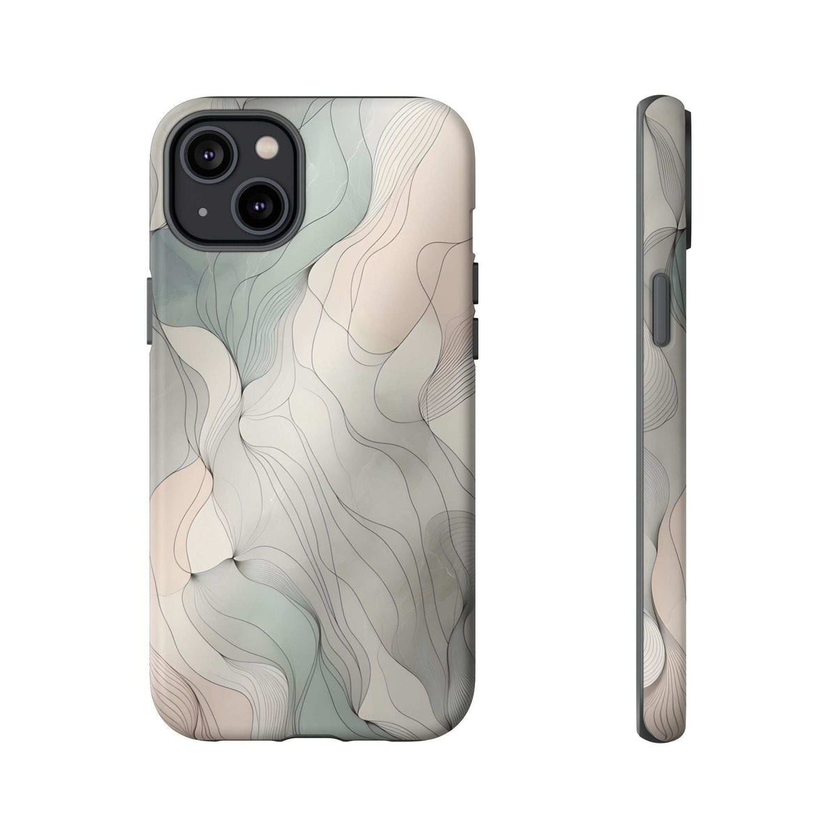Pastel wave phone case for iPhone 8-17 & Google Pixel 6-9, front view with camera lens cutouts