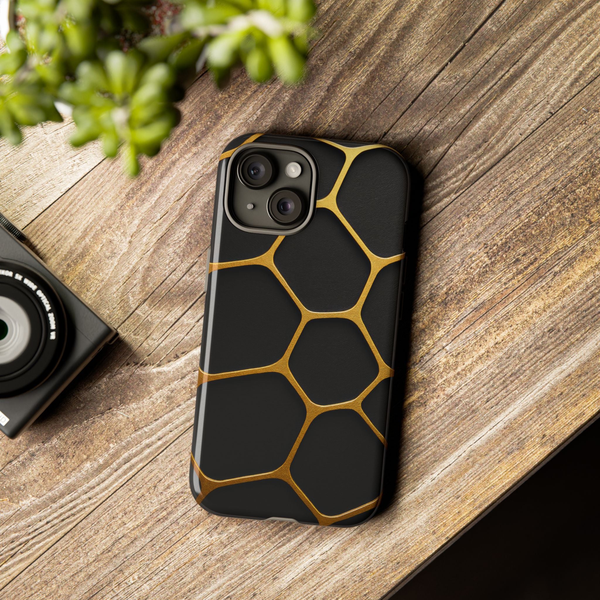 Golden Cellscape Tough Phone Case – Black & Gold