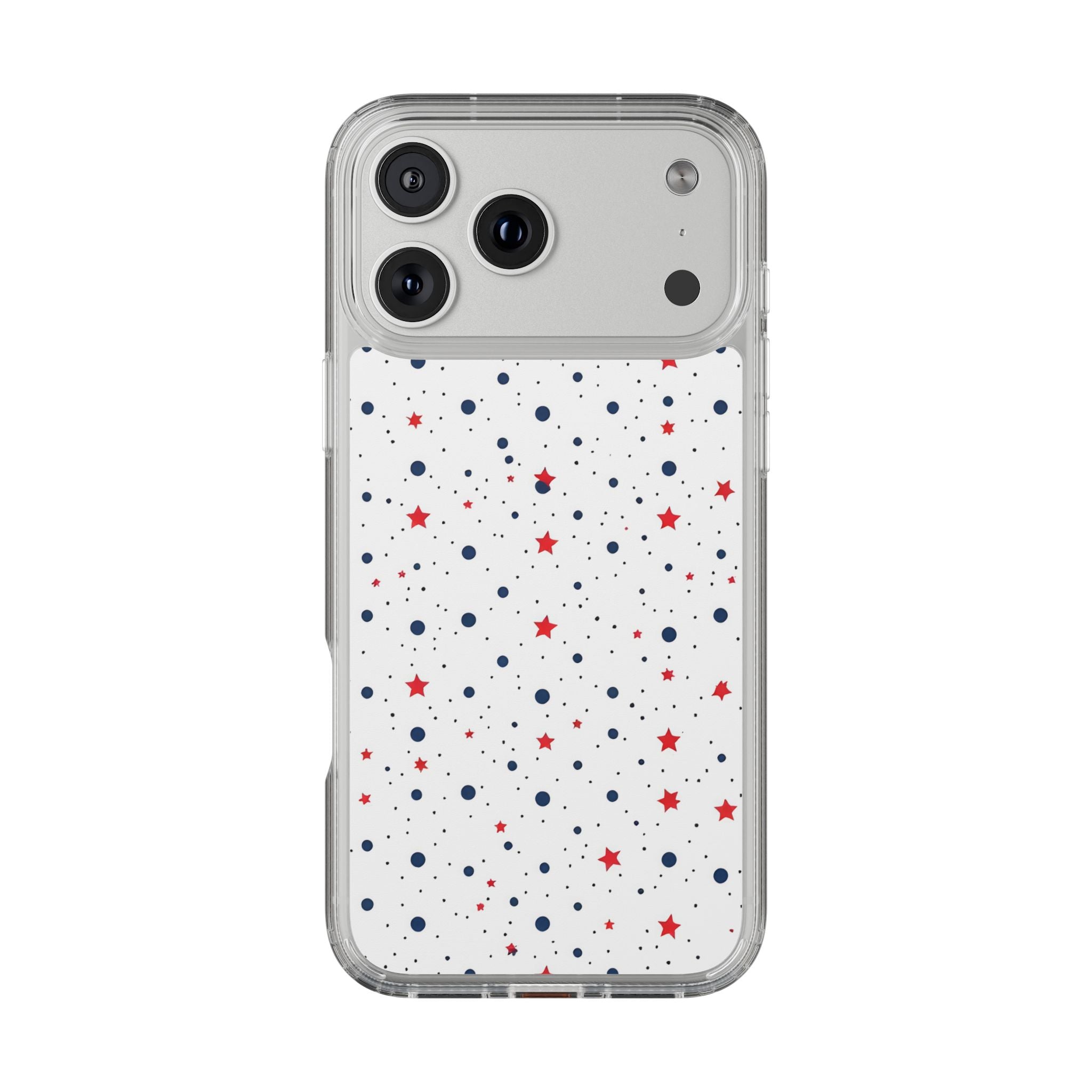 White Polka Dot & Stars Clear Case for iPhone & Samsung