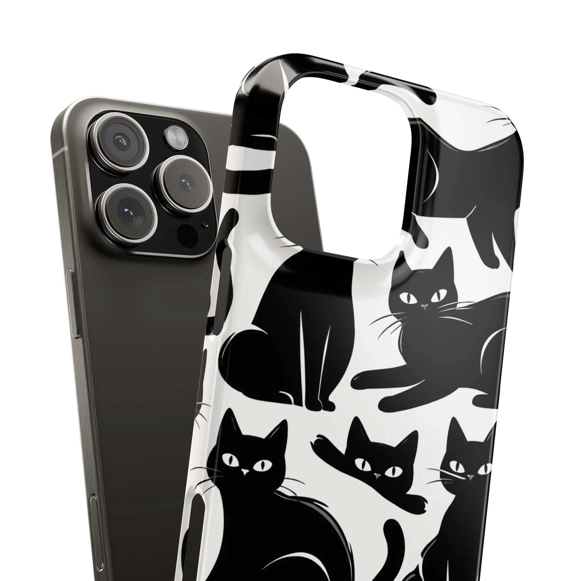 Black Cats Phone Case for iPhone 11-17 and Galaxy S20-S25 - KARARMDESIGN
