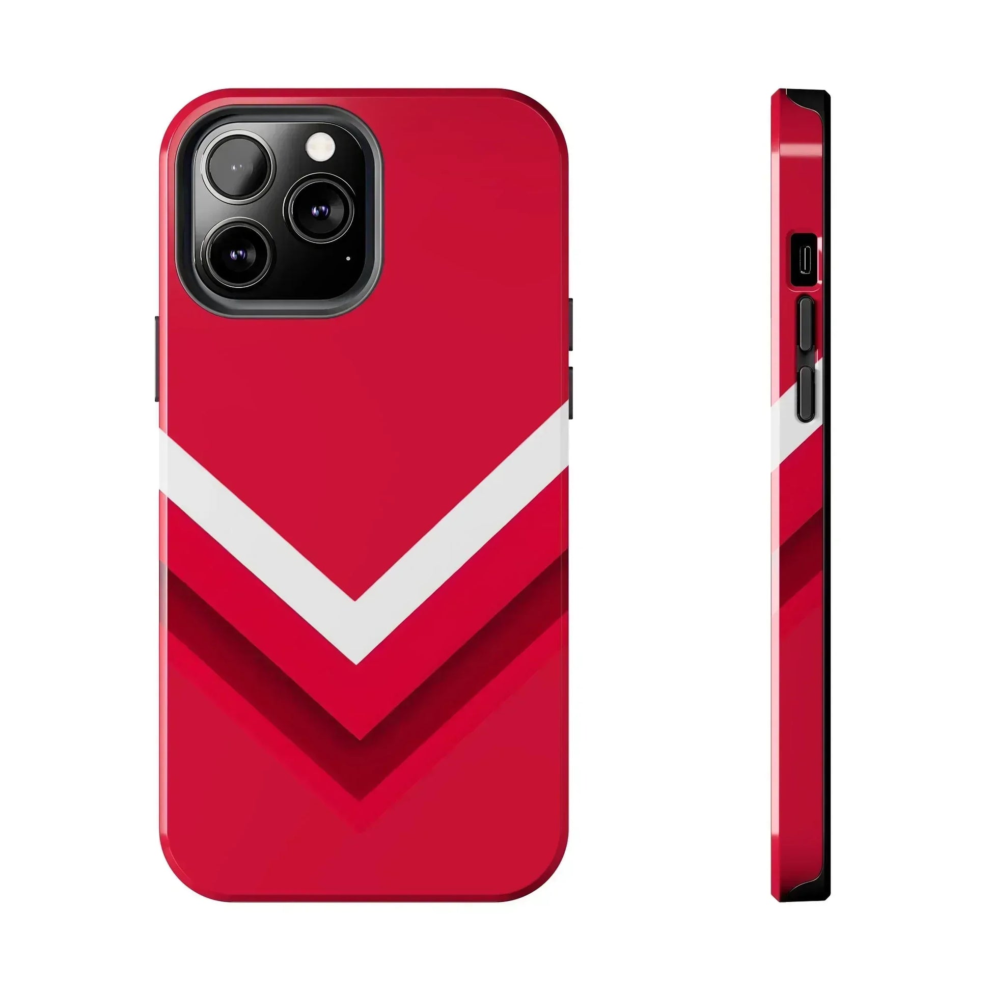 Red Chevron Armor Phone Case for iPhone 11–16 & Galaxy S21–S24 - KARARMDESIGN