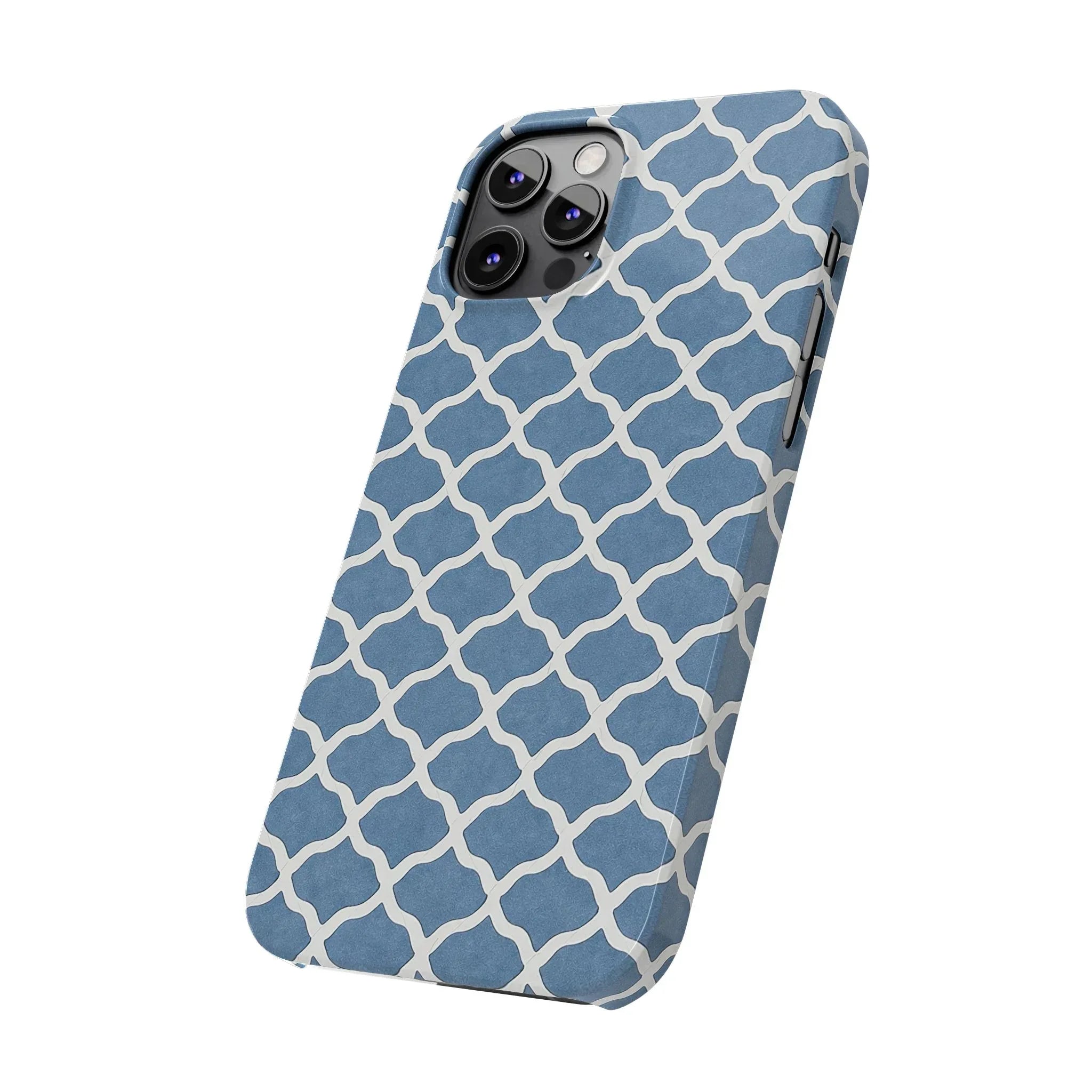 Azure Lattice Pattern Phone Case Slim Phone Cases for iPhone 11-17 - KARARMDESIGN