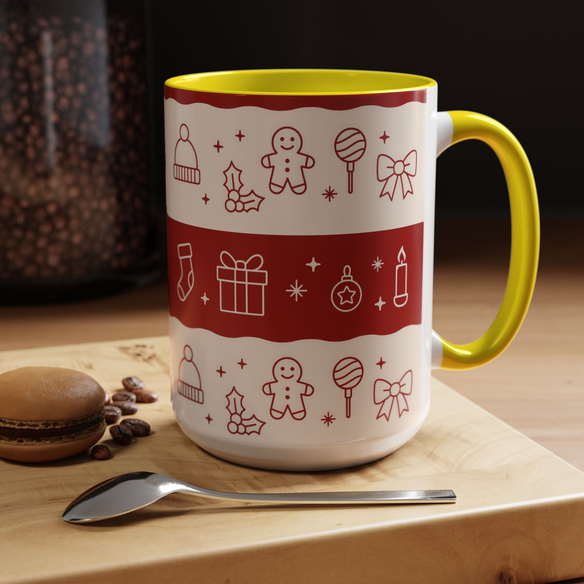 Holiday Cheer Icons Mug - Accent Coffee Mug (11, 15oz)