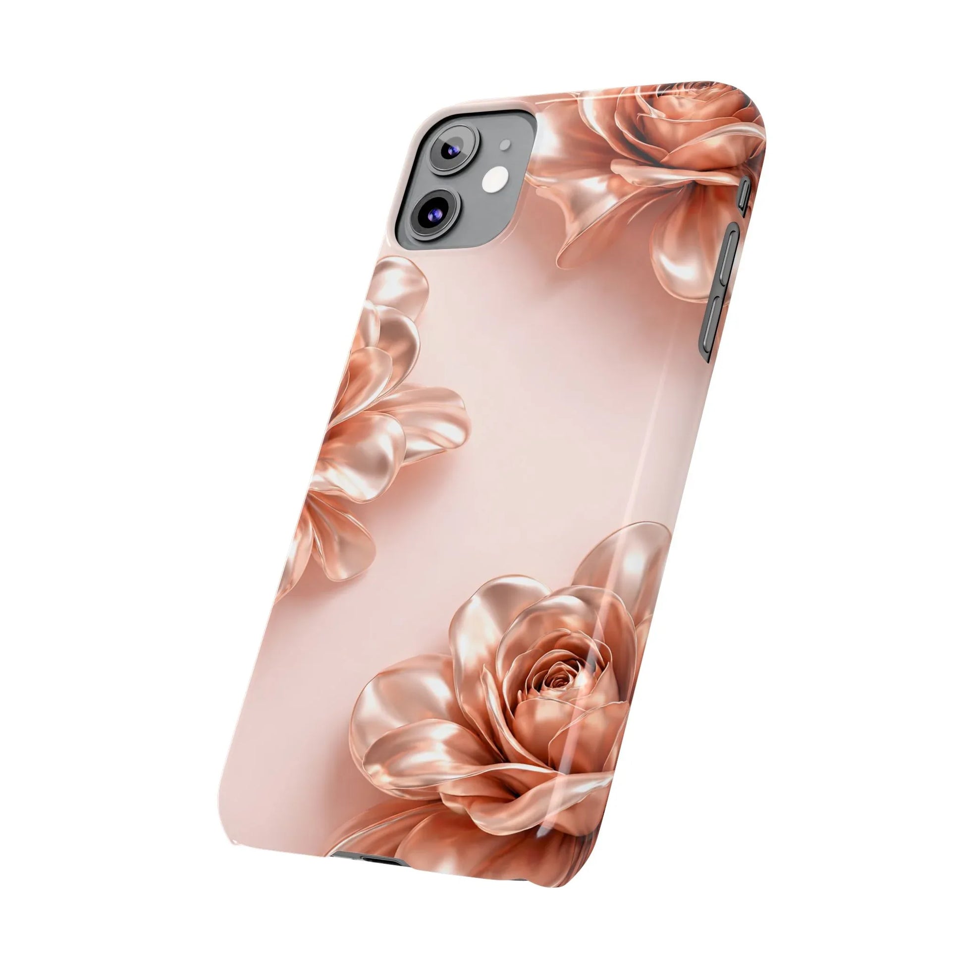 Blush Metallic Flower Case for iPhone 11-17 - KARARMDESIGN