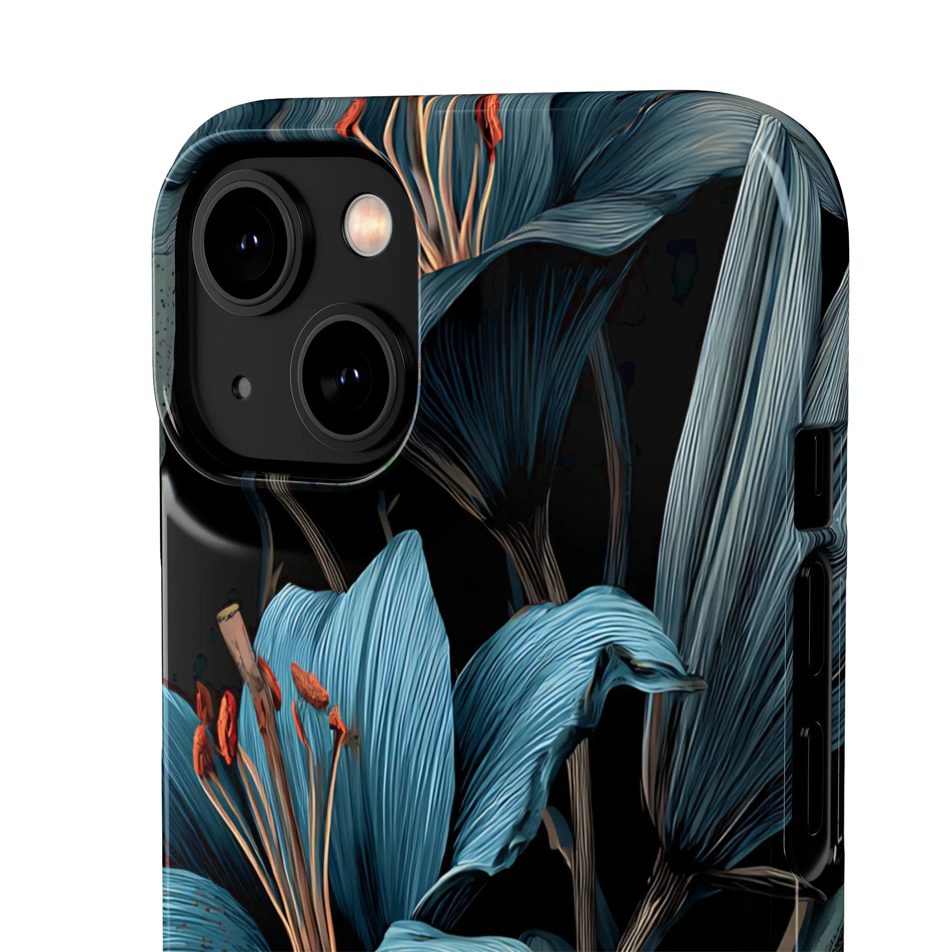 Blue Lily Floral Phone Case for iPhone 11-17 and Galaxy S20-S25 - KARARMDESIGN