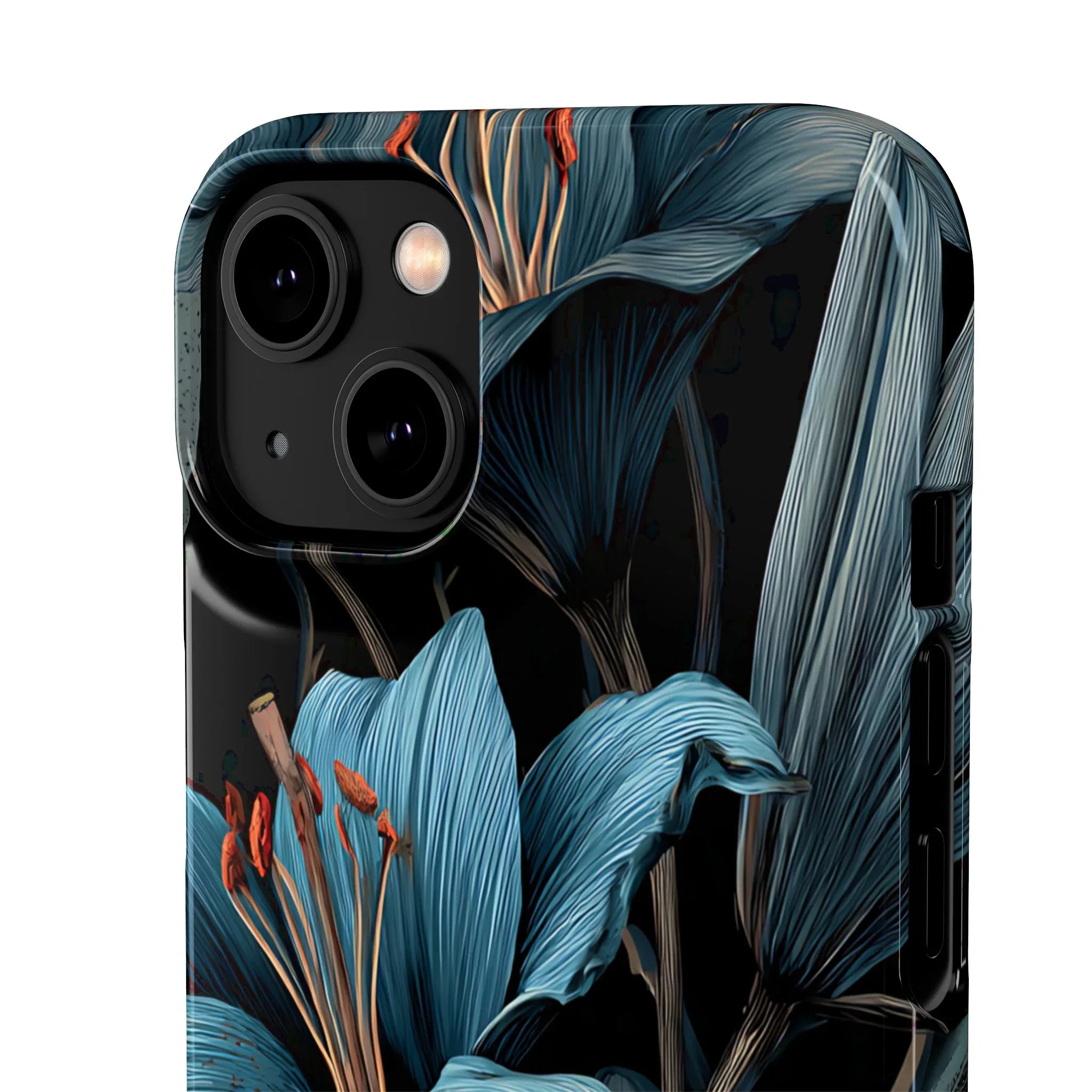 Blue Lily Floral Phone Case for iPhone 11-17 and Galaxy S20-S25 - KARARMDESIGN