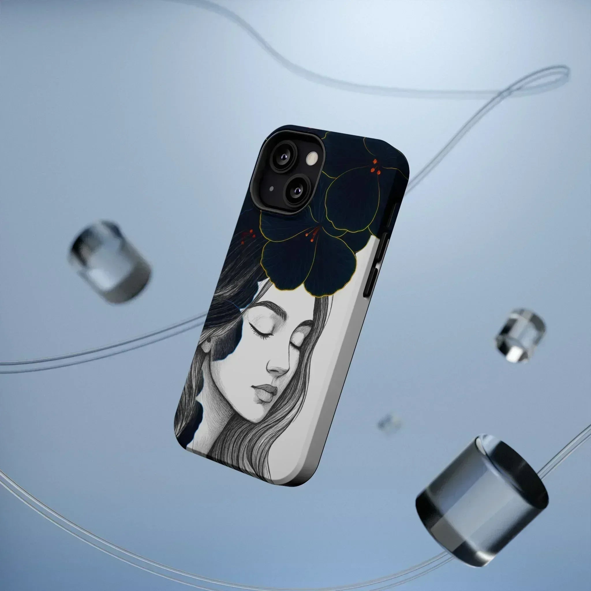 Dark Floral Elegance Phone Case for iPhone 13-16 - KARARMDESIGN